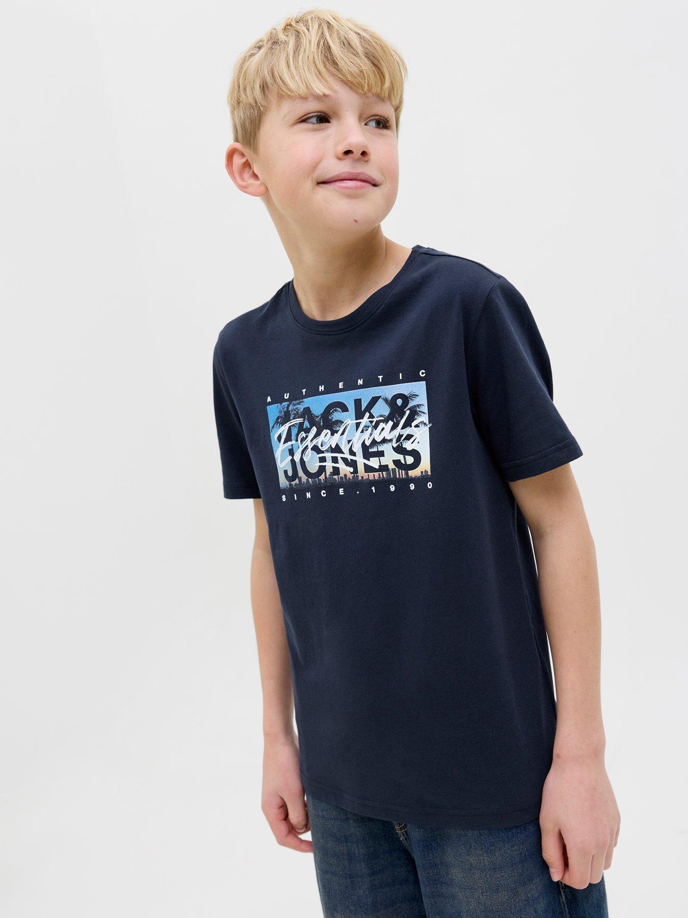 Image 4 of 5 of Jack & Jones Junior Boys Colton Photoprint Short Sleeve T-Shirt - Sky Captain