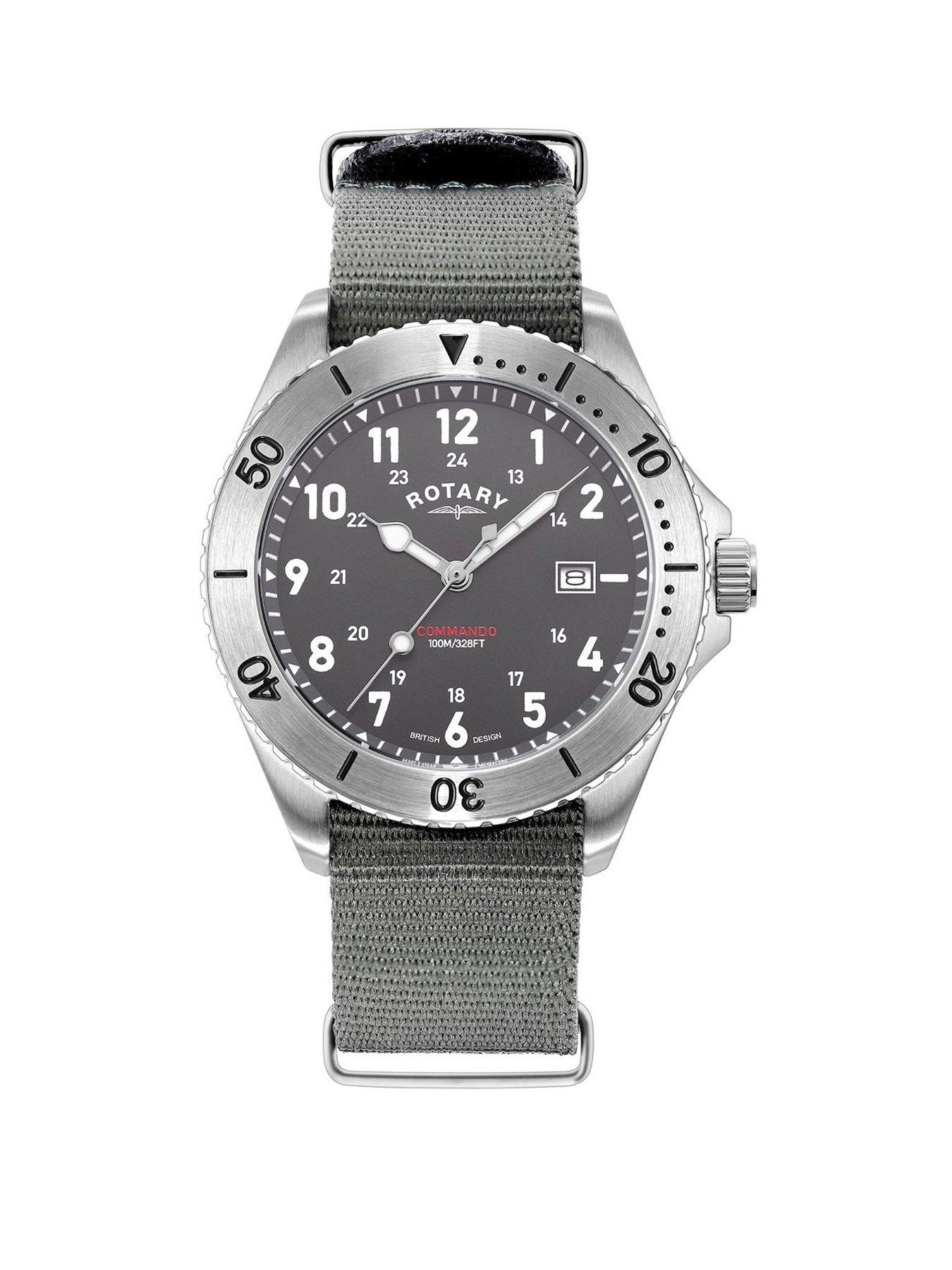 Image 1 of 2 of Rotary Stainless Steel Commando Textile Strap Watch - Grey