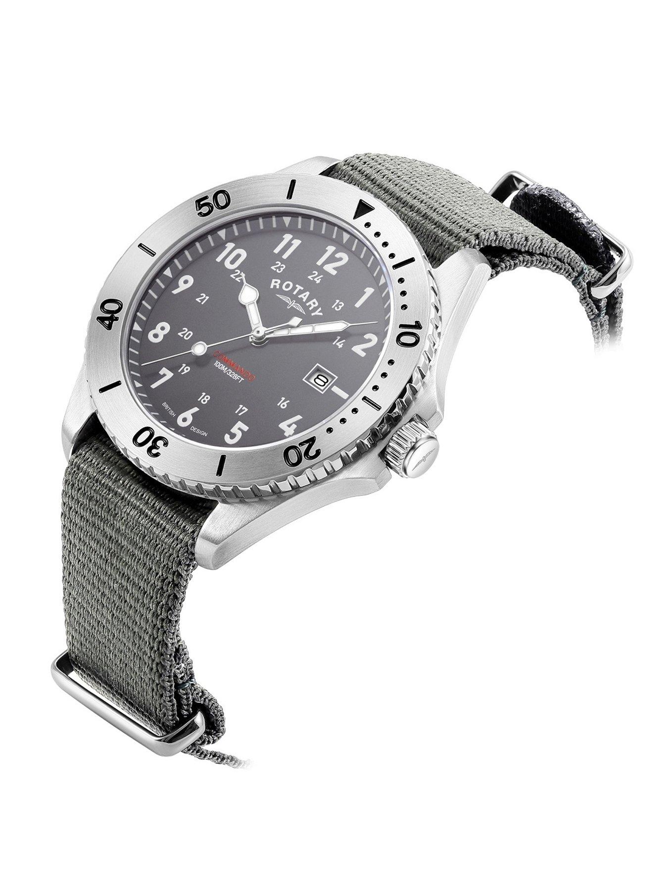 Image 2 of 2 of Rotary Stainless Steel Commando Textile Strap Watch - Grey