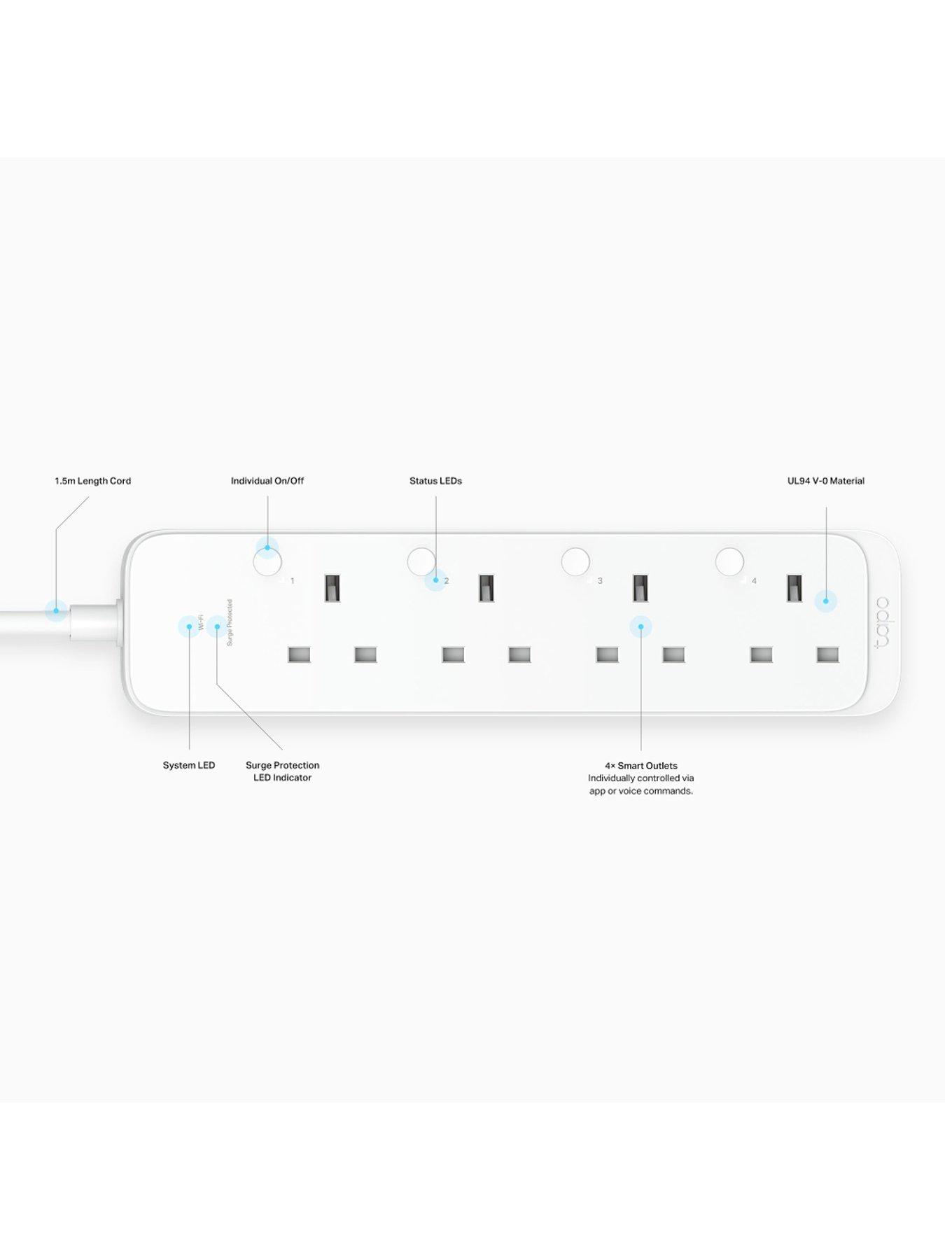  image of tp-link-tapo-p304m-smart-power-strip-wi-fi-surge-protector-with-4-outlets-amp-4-usb-ports