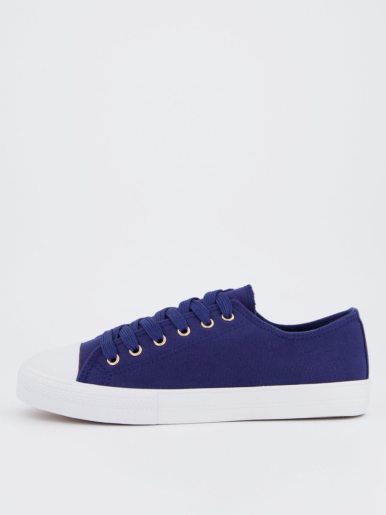  image of everyday-wide-fit-canvas-lace-up-trainer-navy