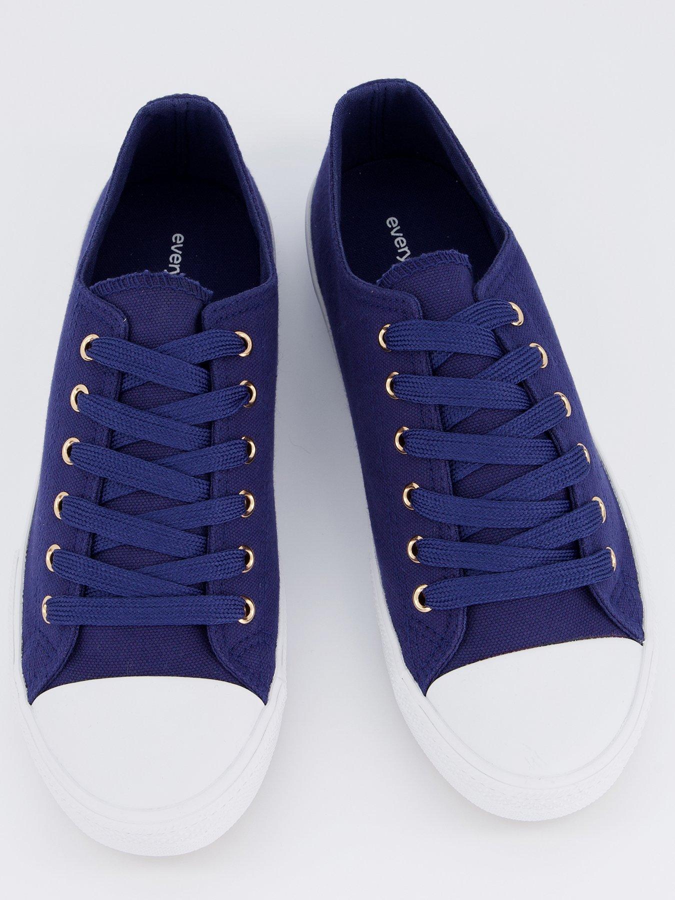  image of everyday-wide-fit-canvas-lace-up-trainer-navy