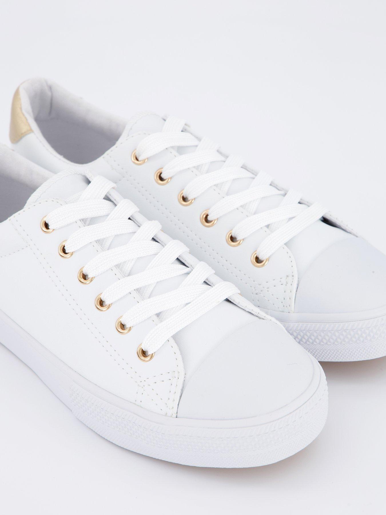 Everyday Extra Wide Fit Faux Leather Lace Up Trainer White