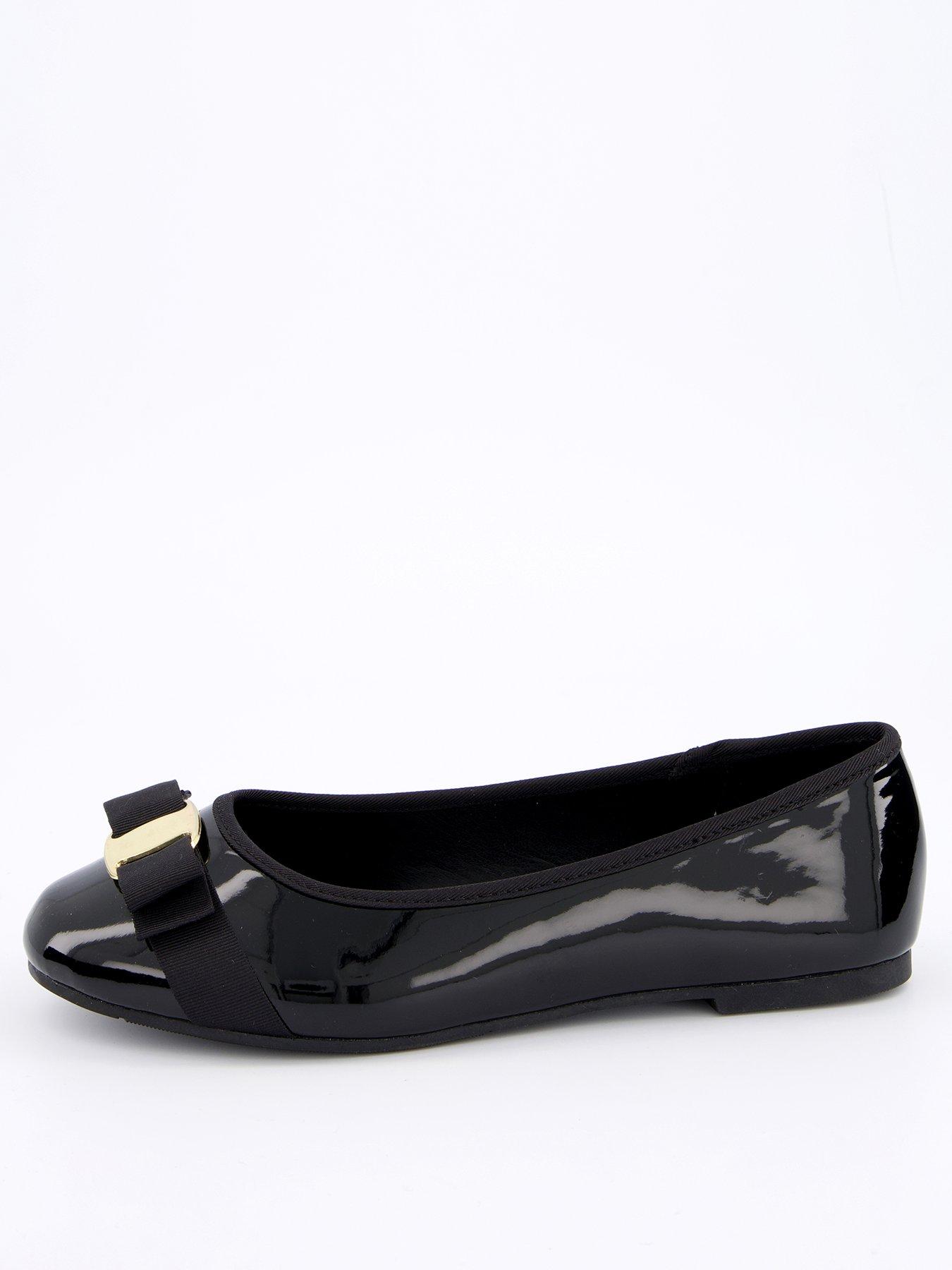  image of v-by-very-extra-wide-fit-ballerina-with-bow-detail-black