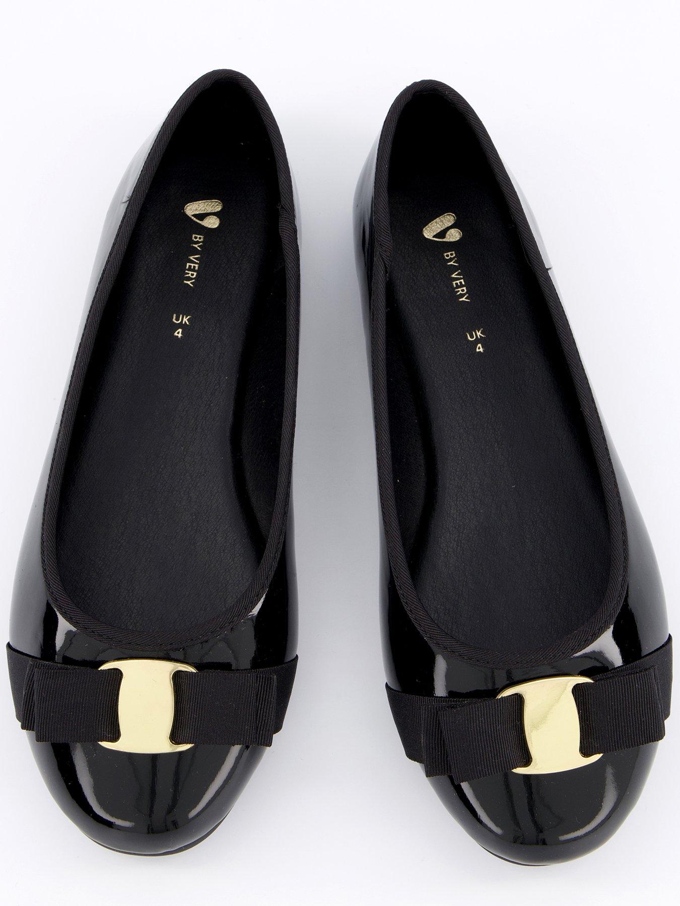  image of v-by-very-extra-wide-fit-ballerina-with-bow-detail-black