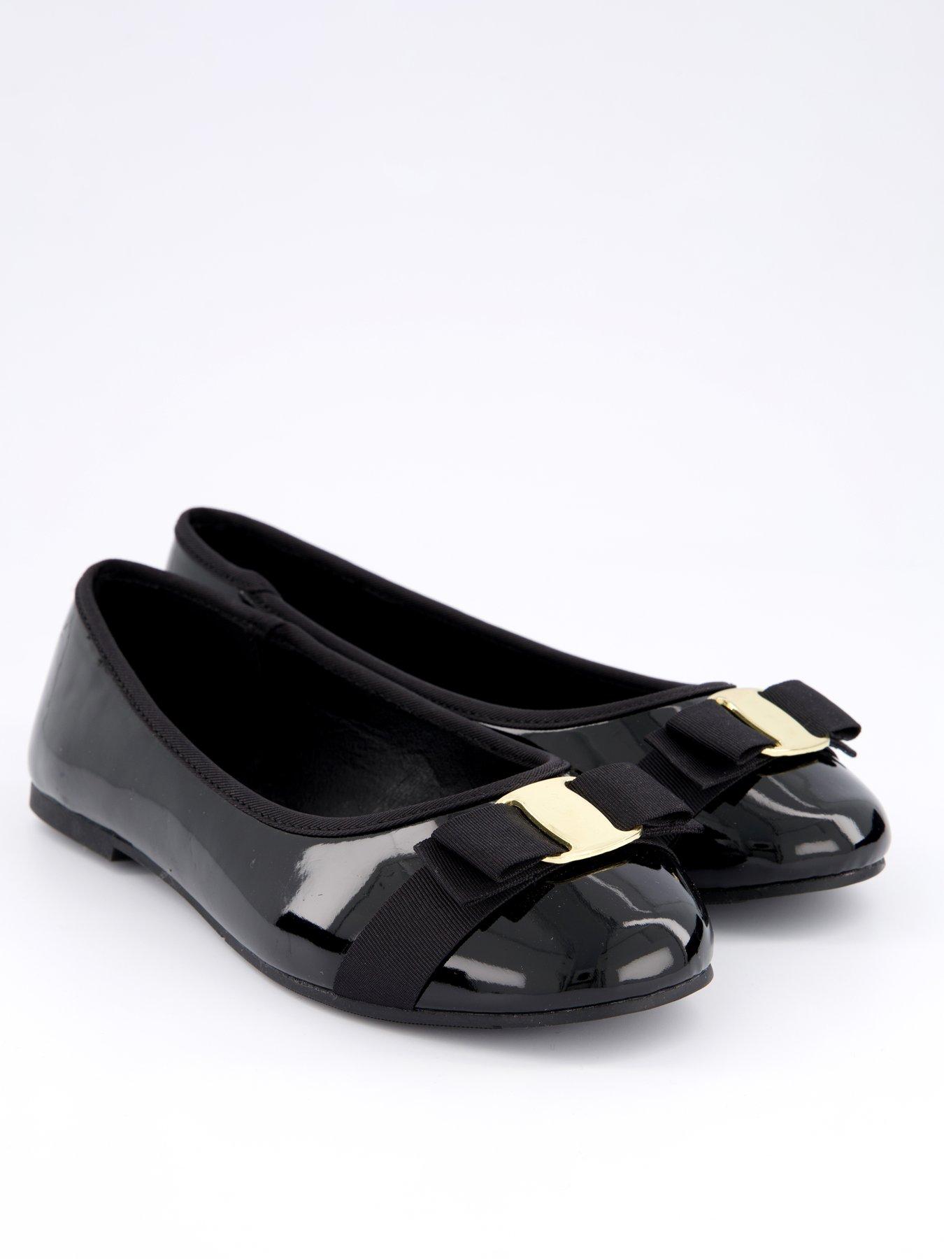  image of v-by-very-extra-wide-fit-ballerina-with-bow-detail-black
