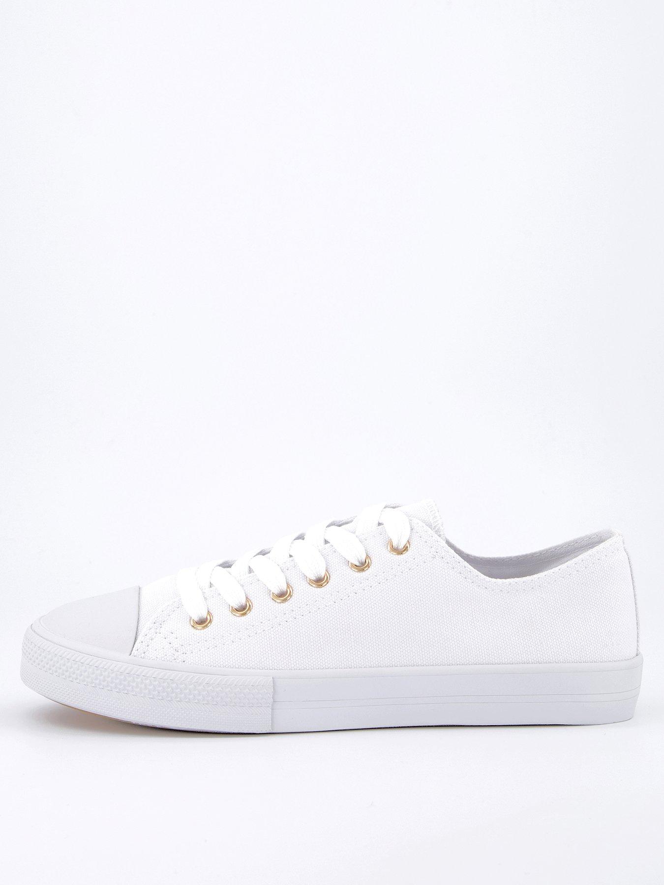  image of everyday-extra-wide-fit-canvas-lace-up-trainer-white