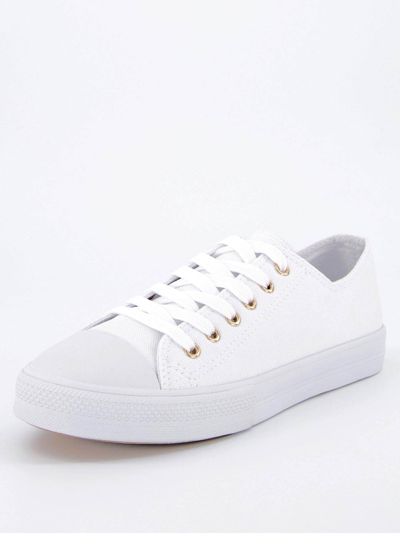  image of everyday-extra-wide-fit-canvas-lace-up-trainer-white