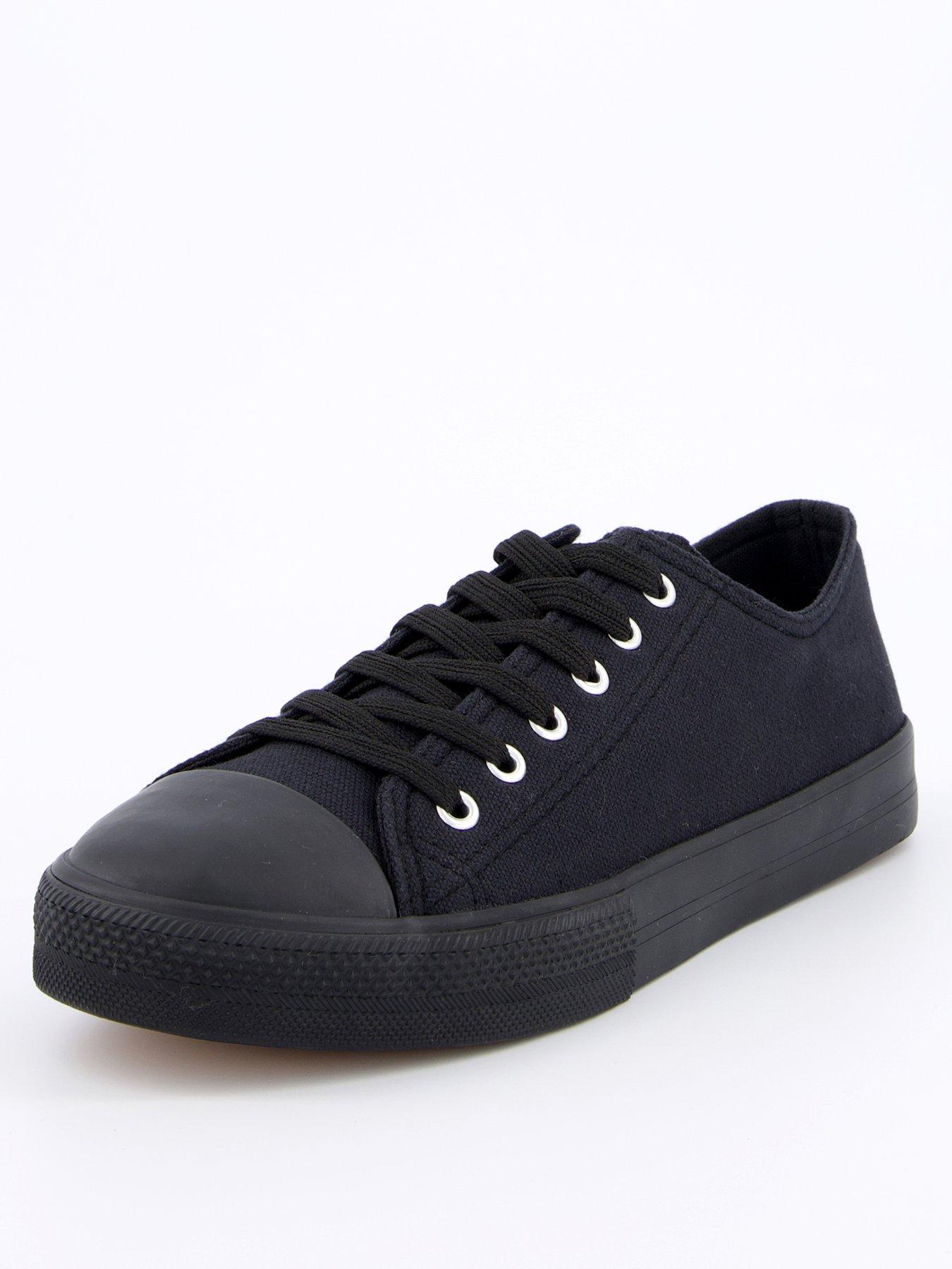  image of everyday-extra-wide-fit-canvas-lace-up-trainer-black
