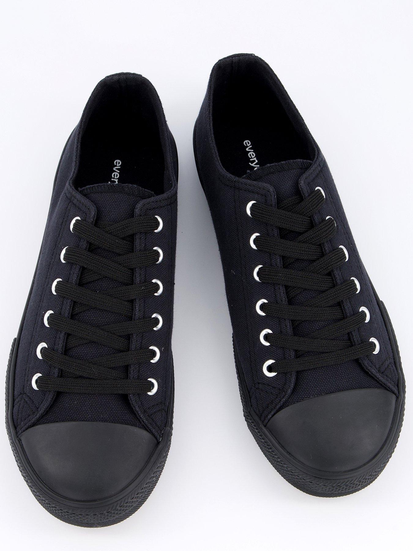  image of everyday-extra-wide-fit-canvas-lace-up-trainer-black
