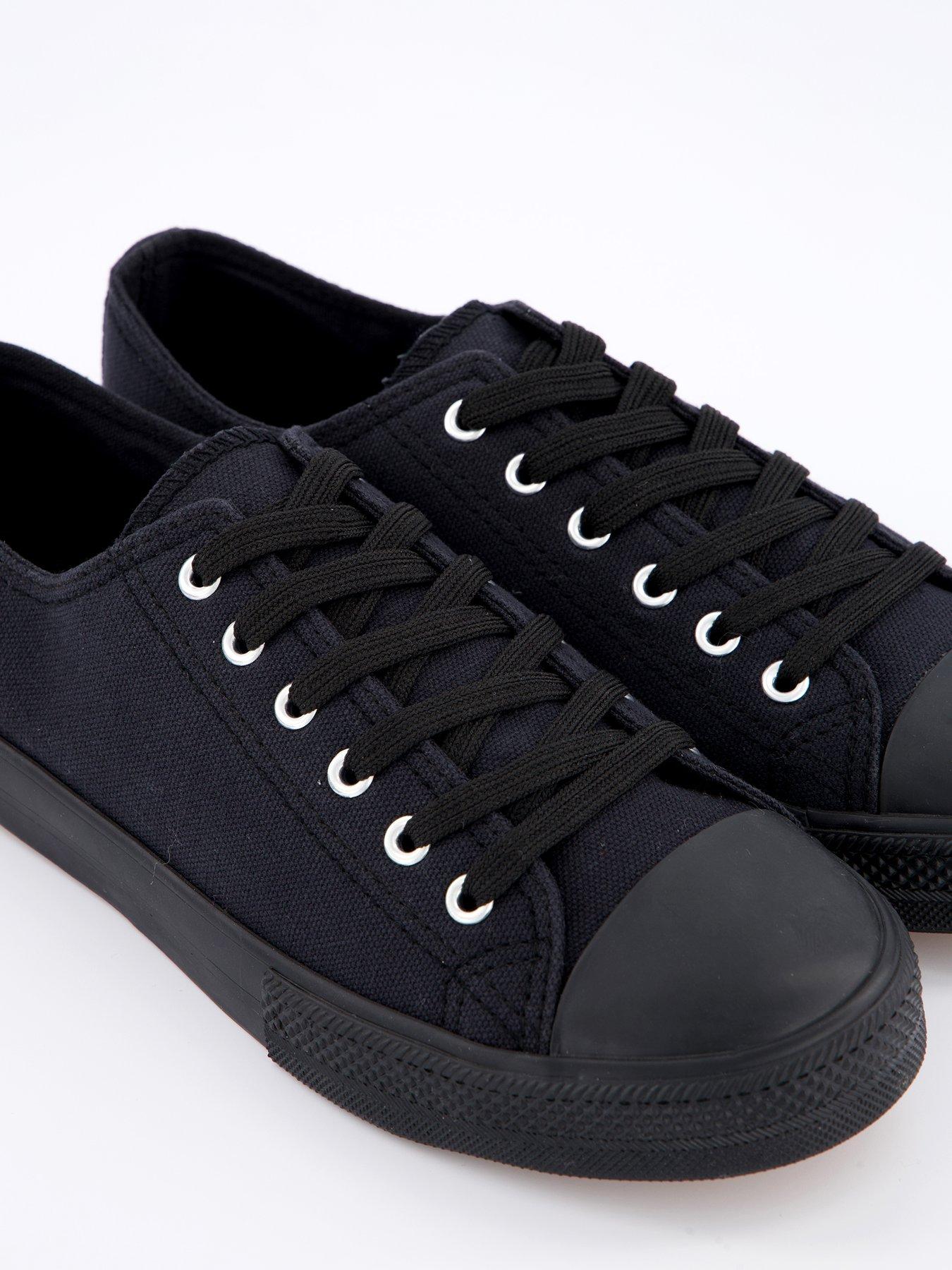  image of everyday-extra-wide-fit-canvas-lace-up-trainer-black