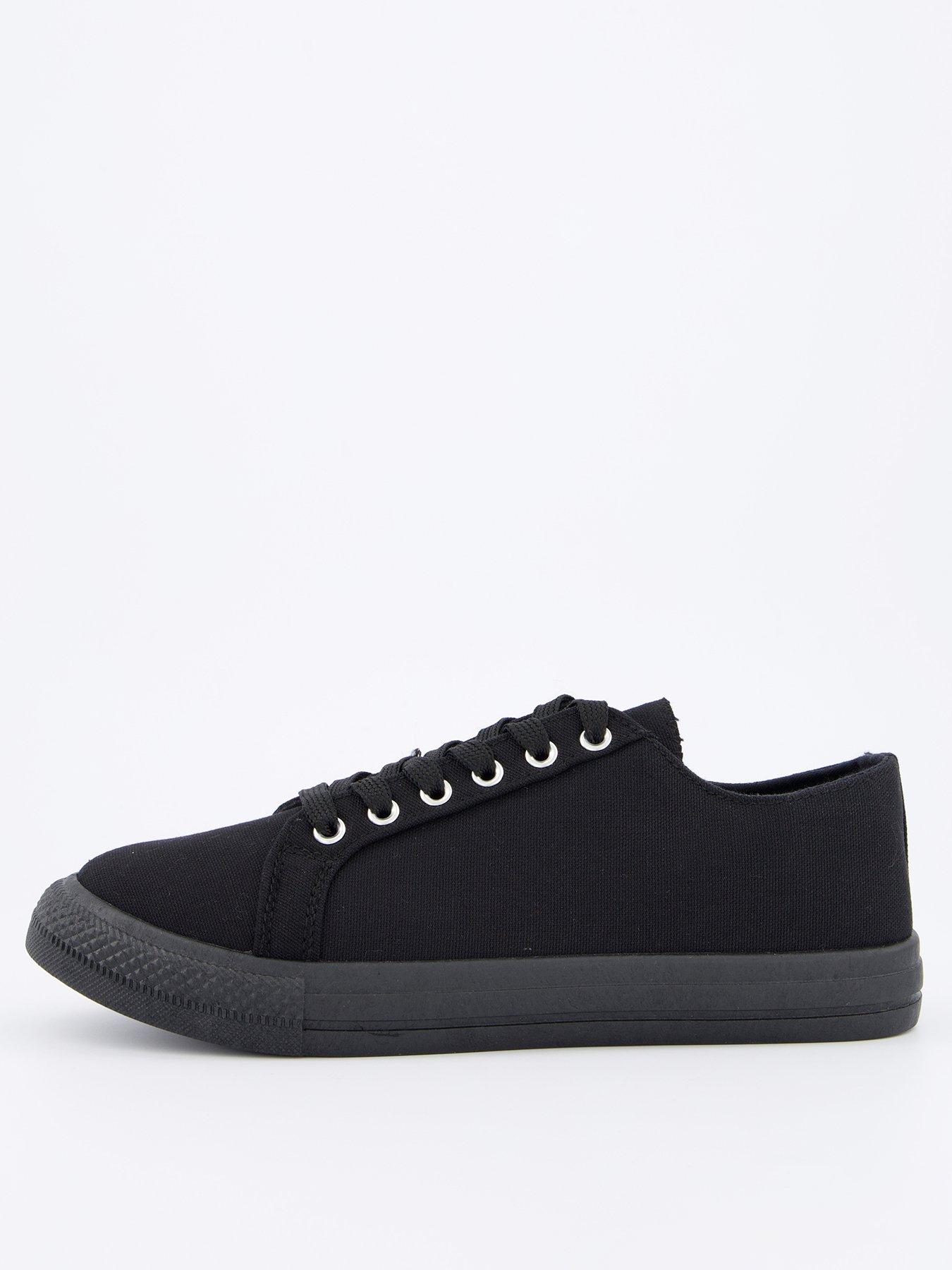  image of everyday-standard-fit-canvas-lace-up-trainer-black