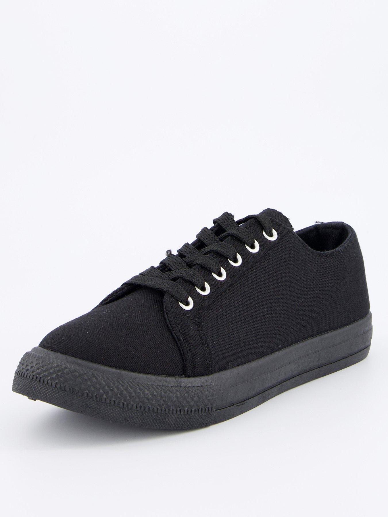  image of everyday-standard-fit-canvas-lace-up-trainer-black