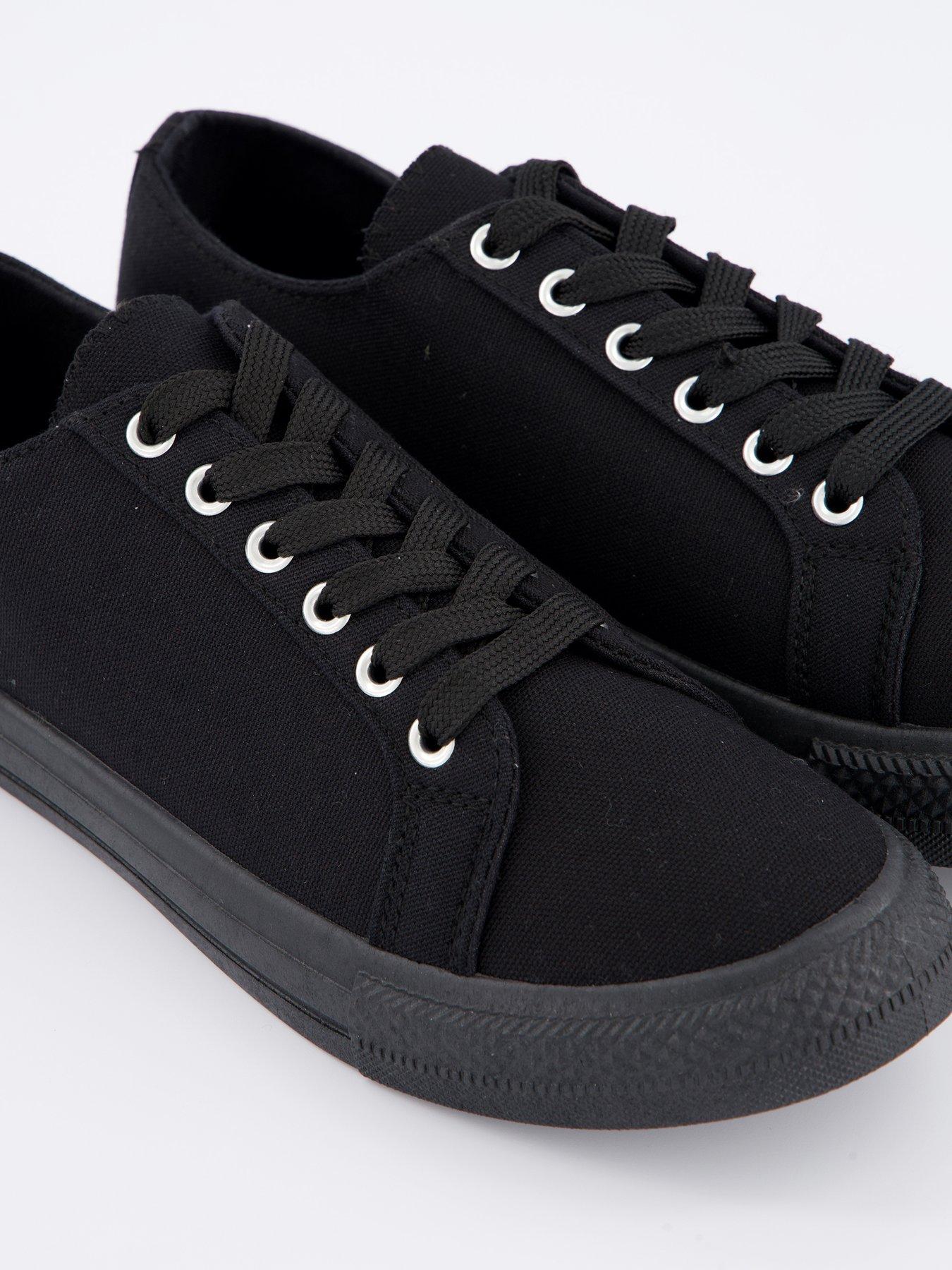  image of everyday-standard-fit-canvas-lace-up-trainer-black