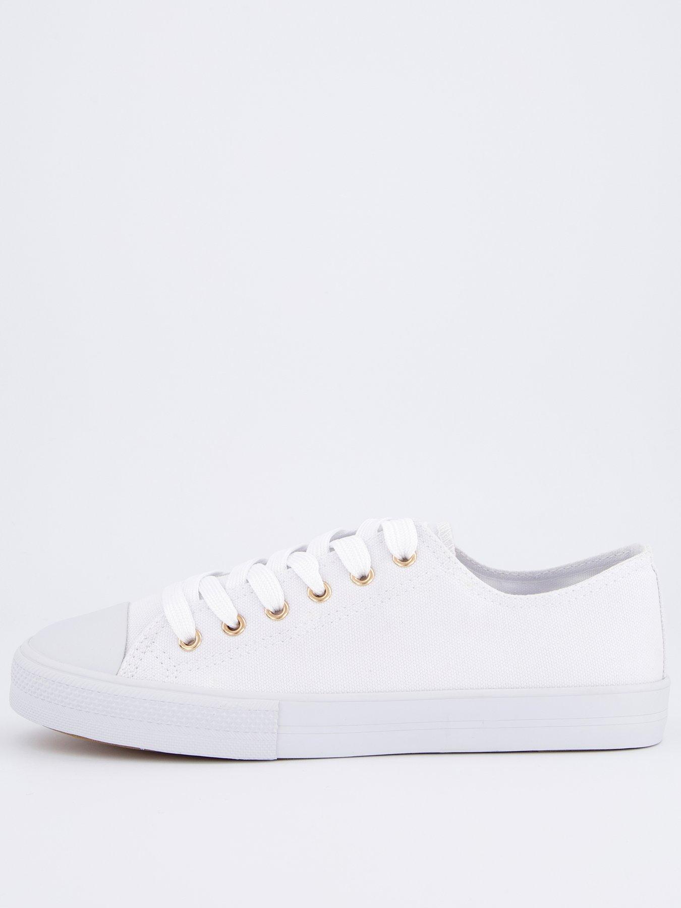  image of everyday-wide-fit-canvas-lace-up-trainers-white