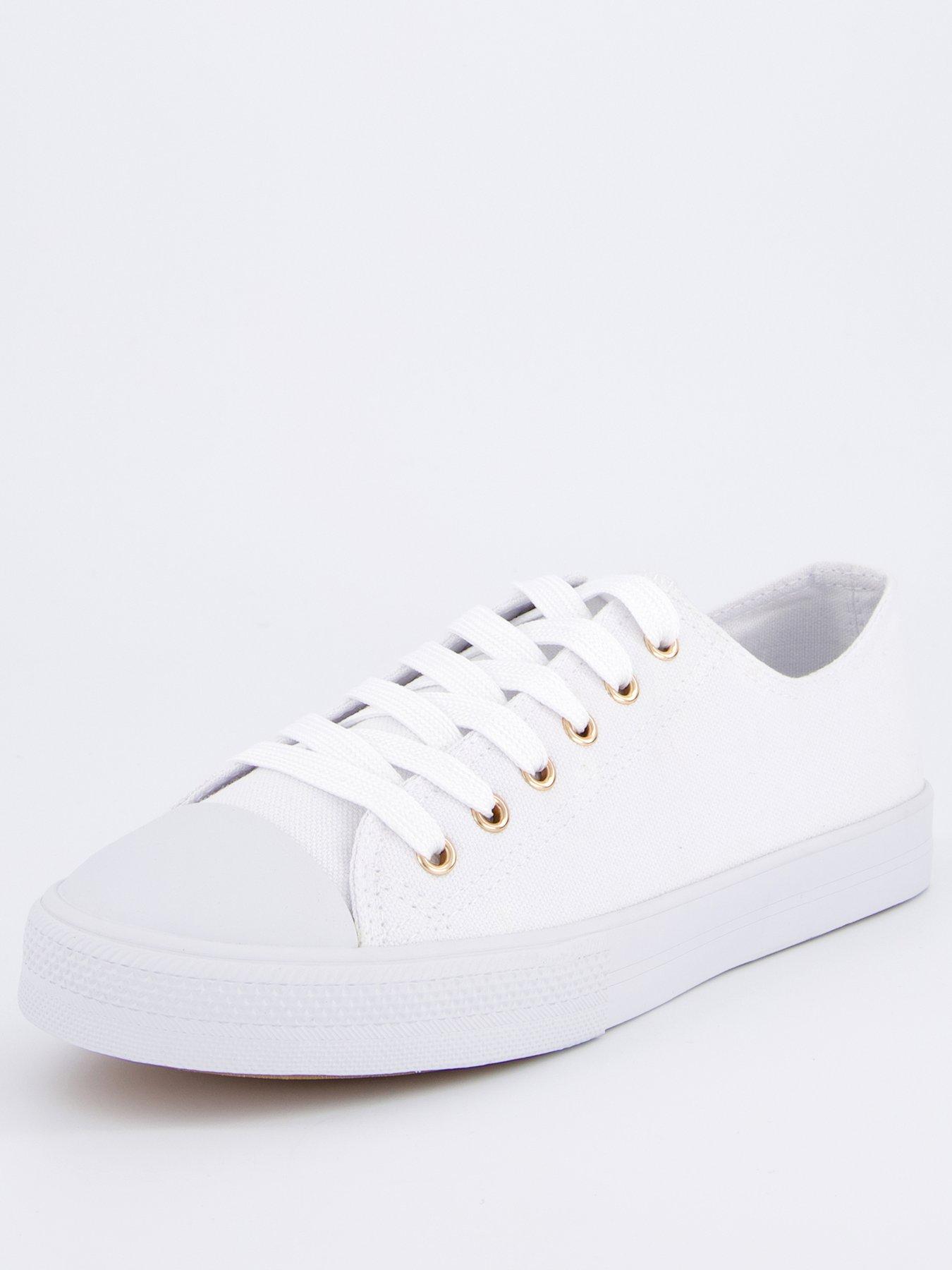  image of everyday-wide-fit-canvas-lace-up-trainers-white