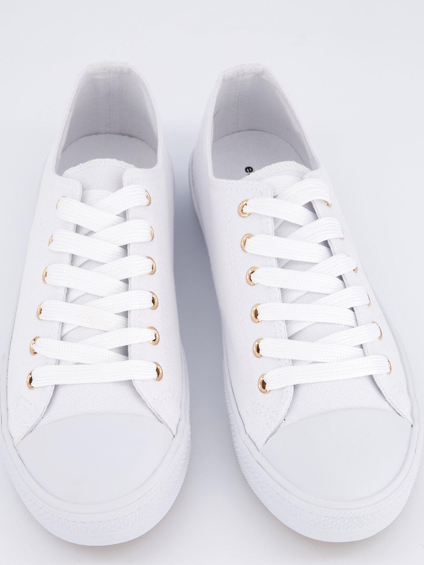  image of everyday-wide-fit-canvas-lace-up-trainers-white