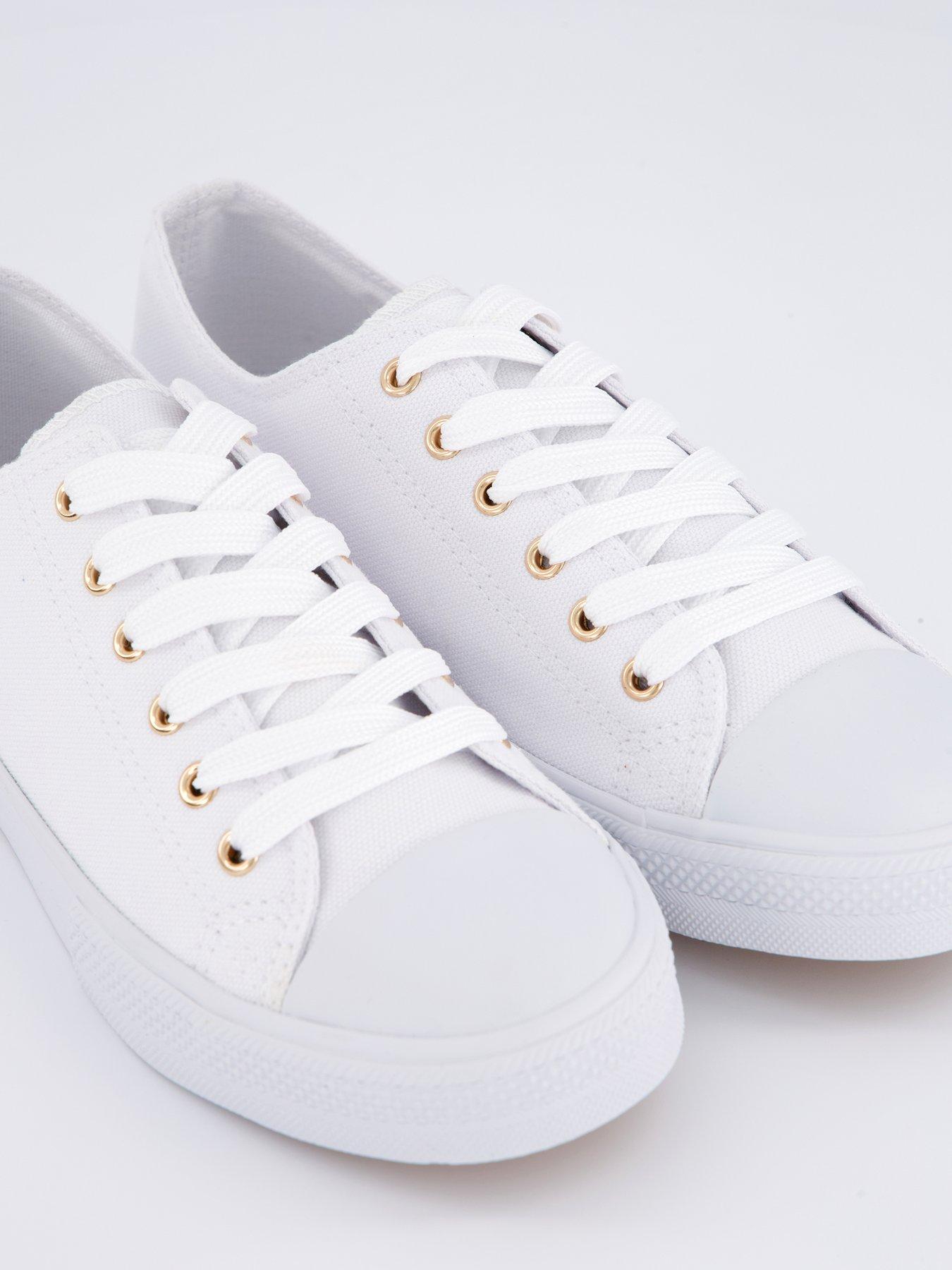  image of everyday-wide-fit-canvas-lace-up-trainers-white