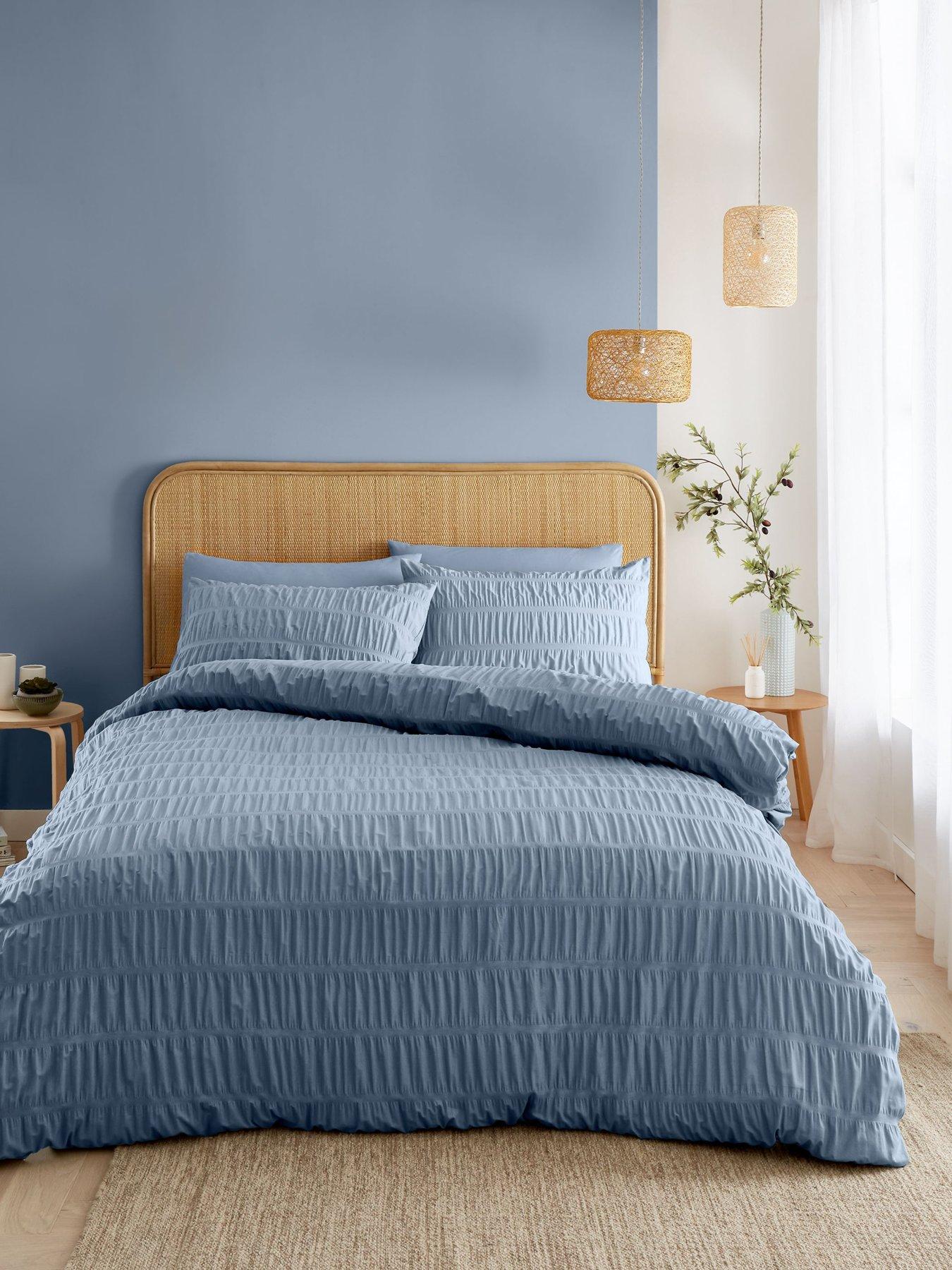 Catherine Lansfield Seersucker Lansfield Blue Duvet Set