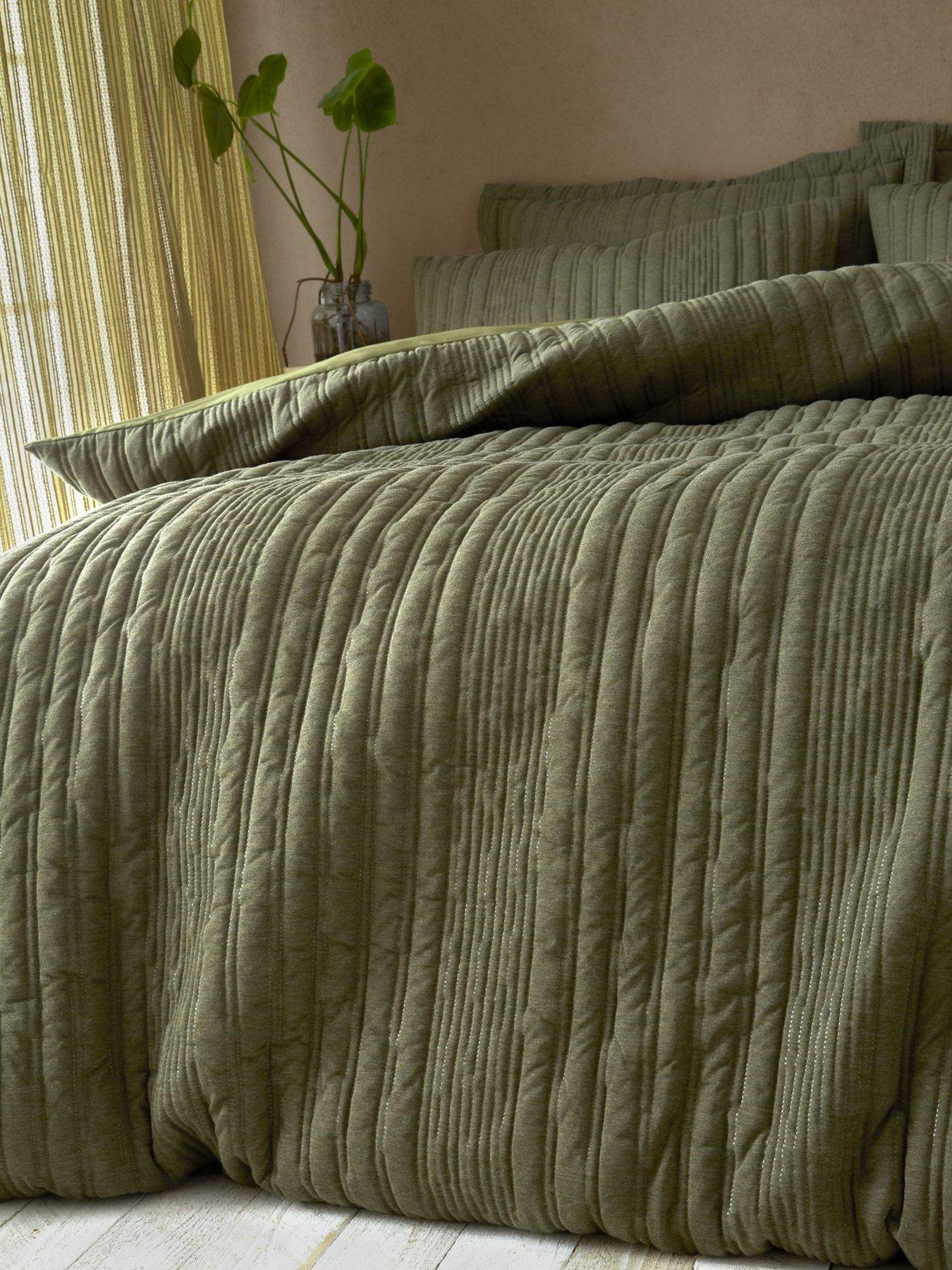  image of pineapple-elephant-tamba-jersey-stripe-duvet-cover-set-olive