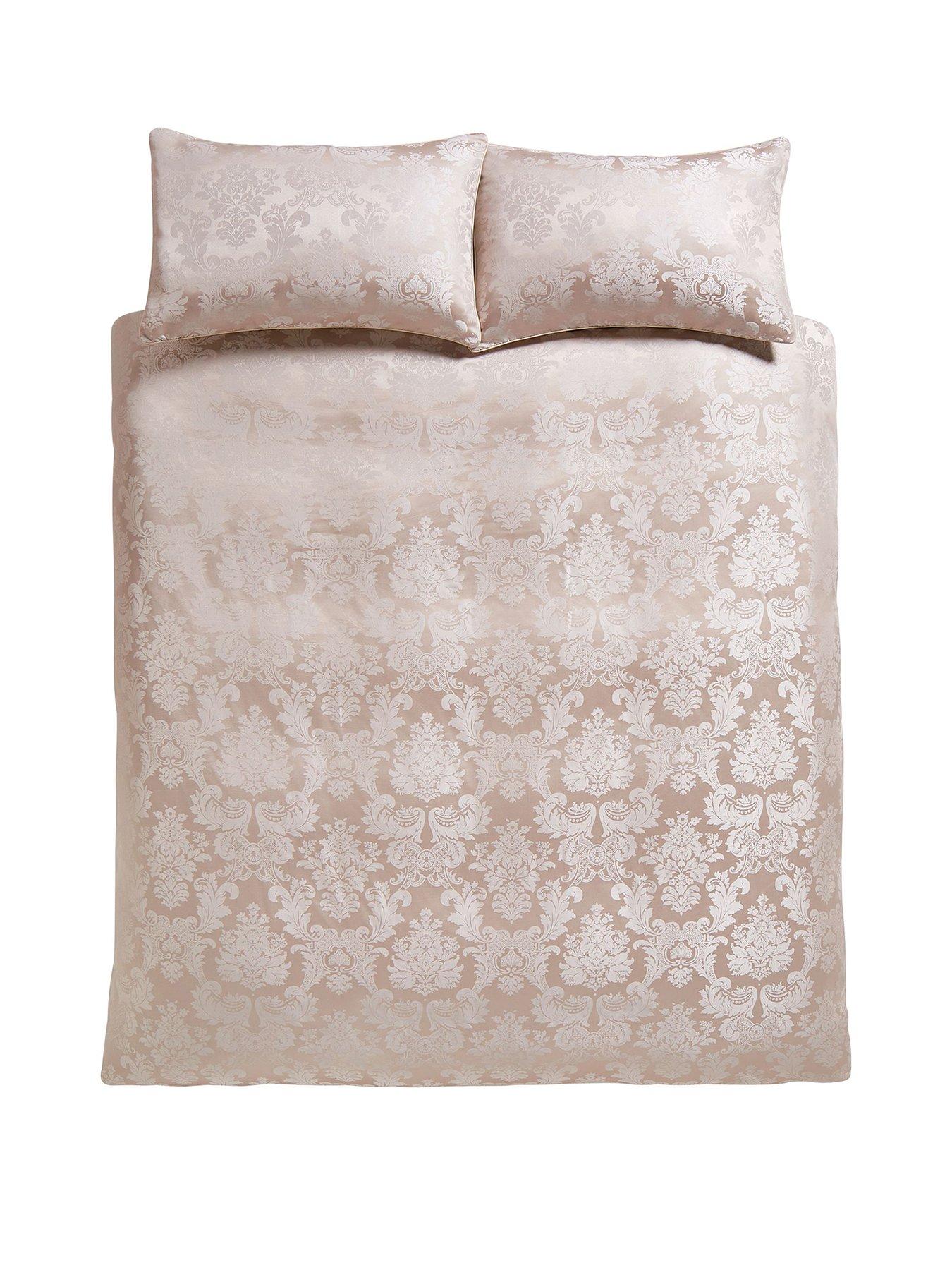  image of catherine-lansfield-damask-jacquard-duvet-cover-set-champagne