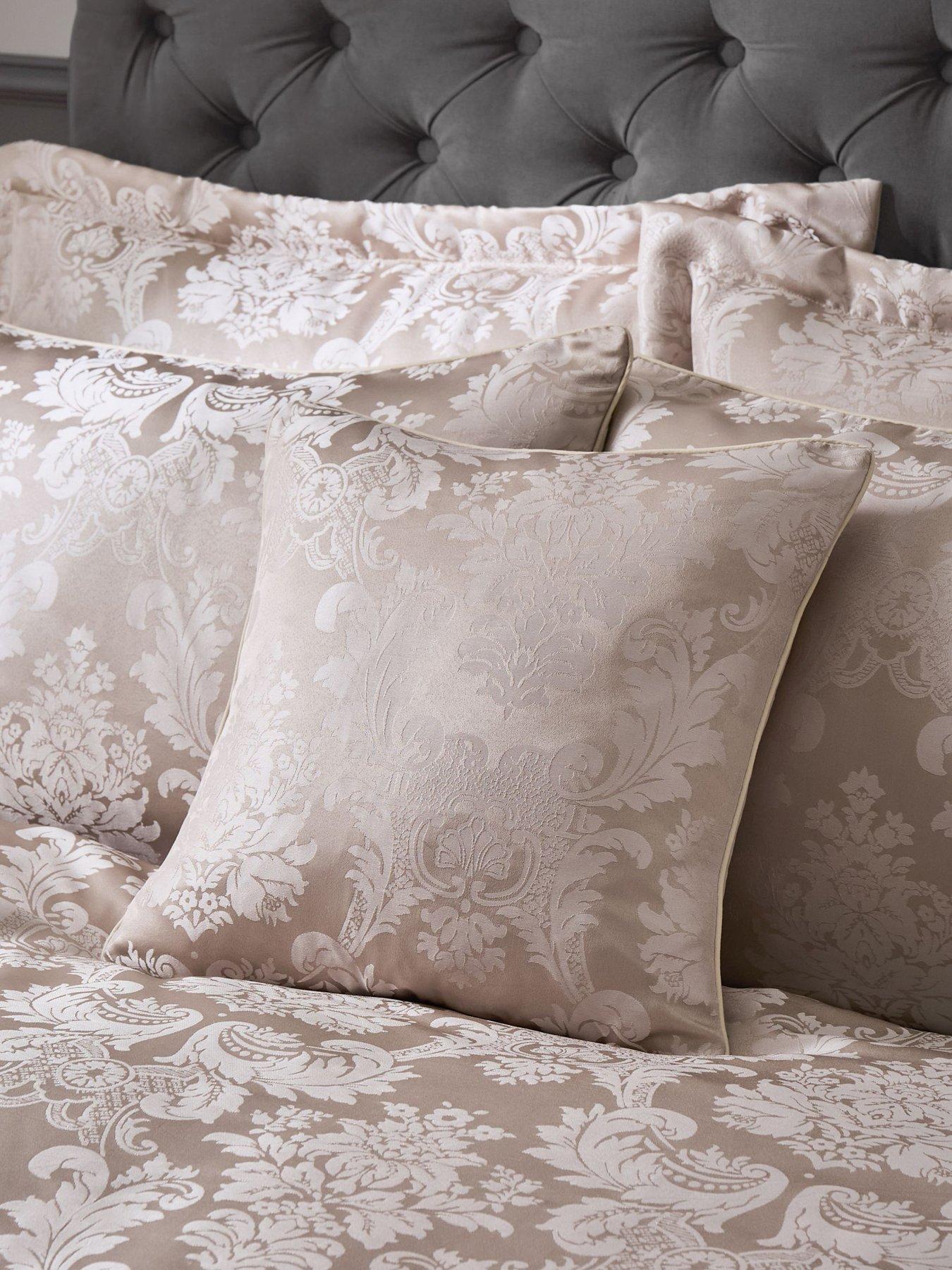  image of catherine-lansfield-damask-jacquard-filled-cushion-43-x-43cm-champagne