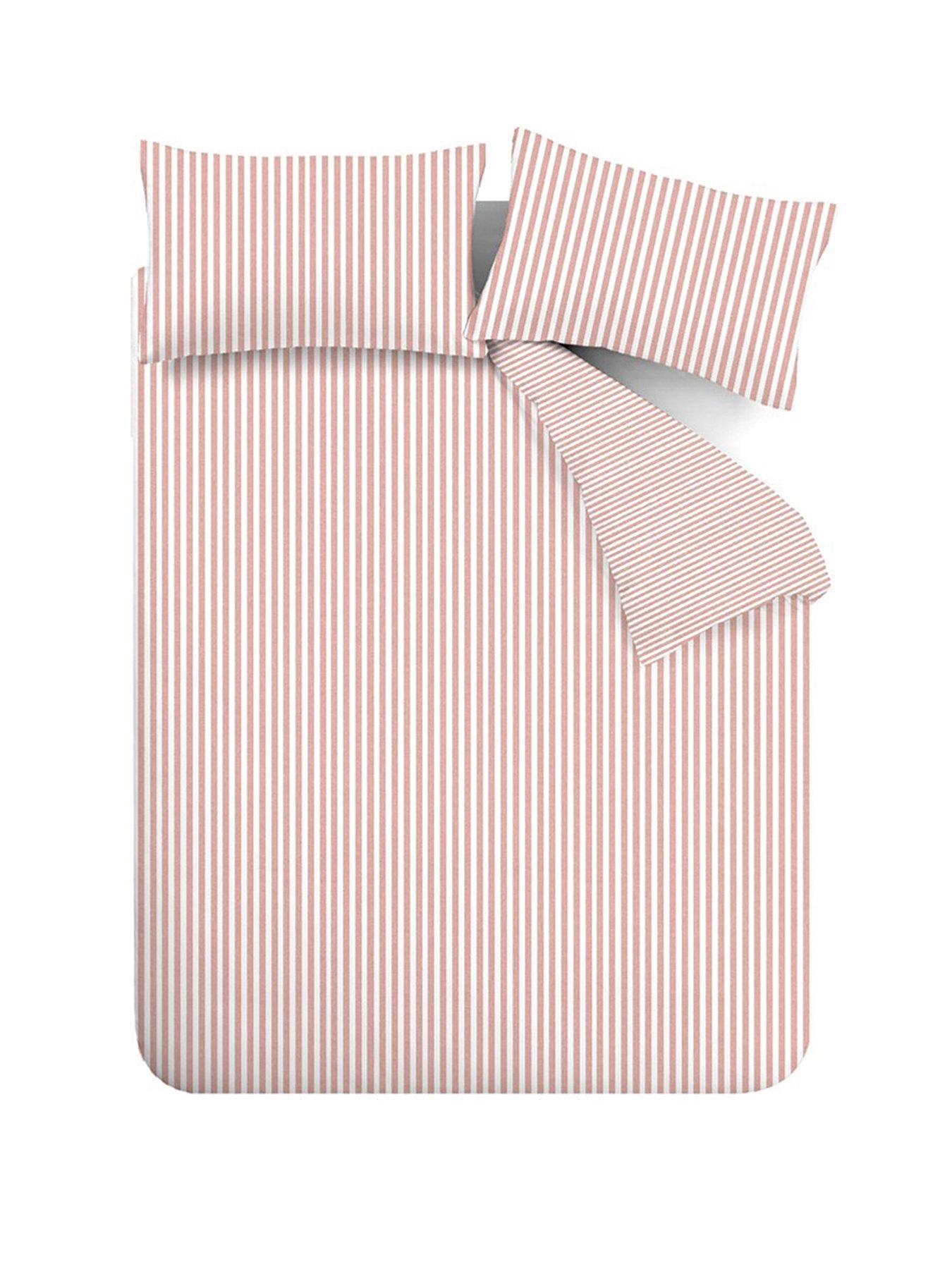 stillFront image of catherine-lansfield-brushed-100-cotton-stripe-blush-duvet-set