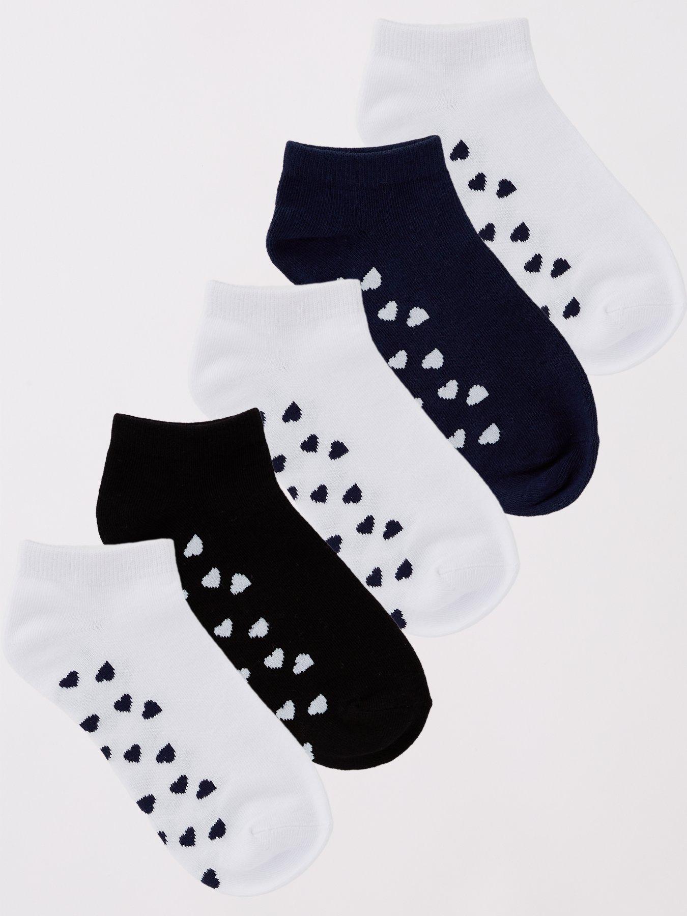  image of everyday-5pk-mono-heart-trainer-liner-socks-multi