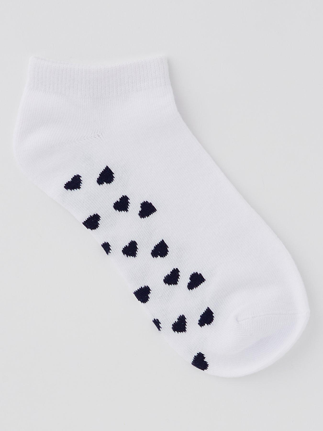  image of everyday-5pk-mono-heart-trainer-liner-socks-multi