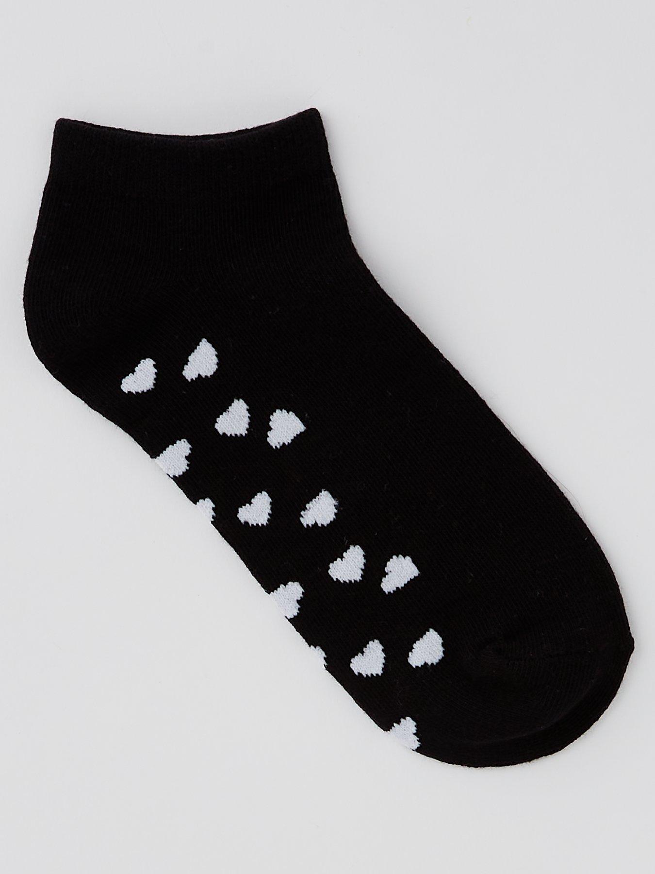  image of everyday-5pk-mono-heart-trainer-liner-socks-multi