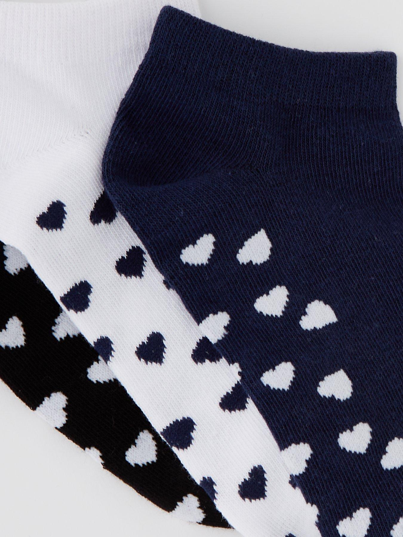  image of everyday-5pk-mono-heart-trainer-liner-socks-multi