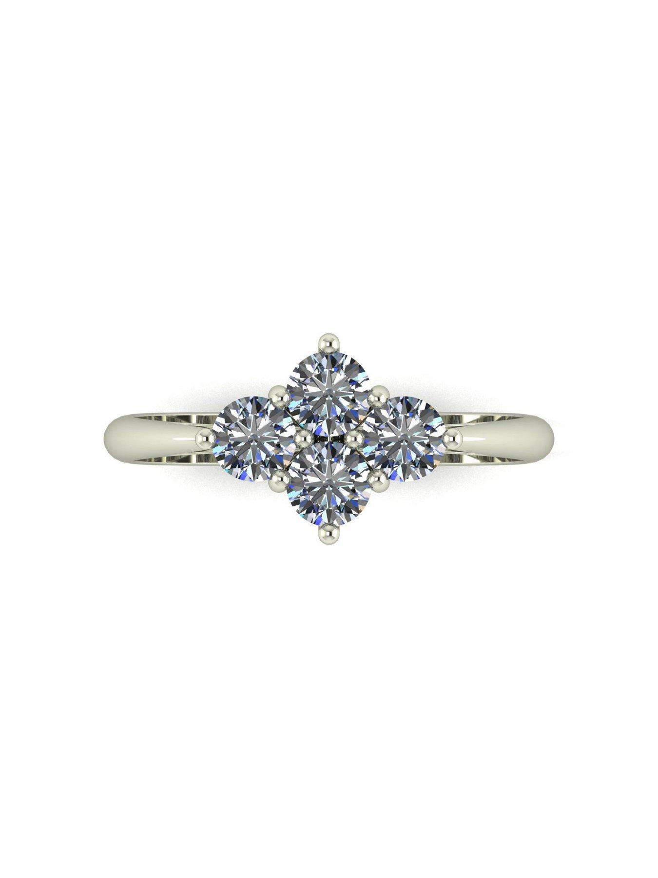  image of moissanite-9ct-white-gold-1ct-total-round-brilliant-4-stone-moissanite-ring