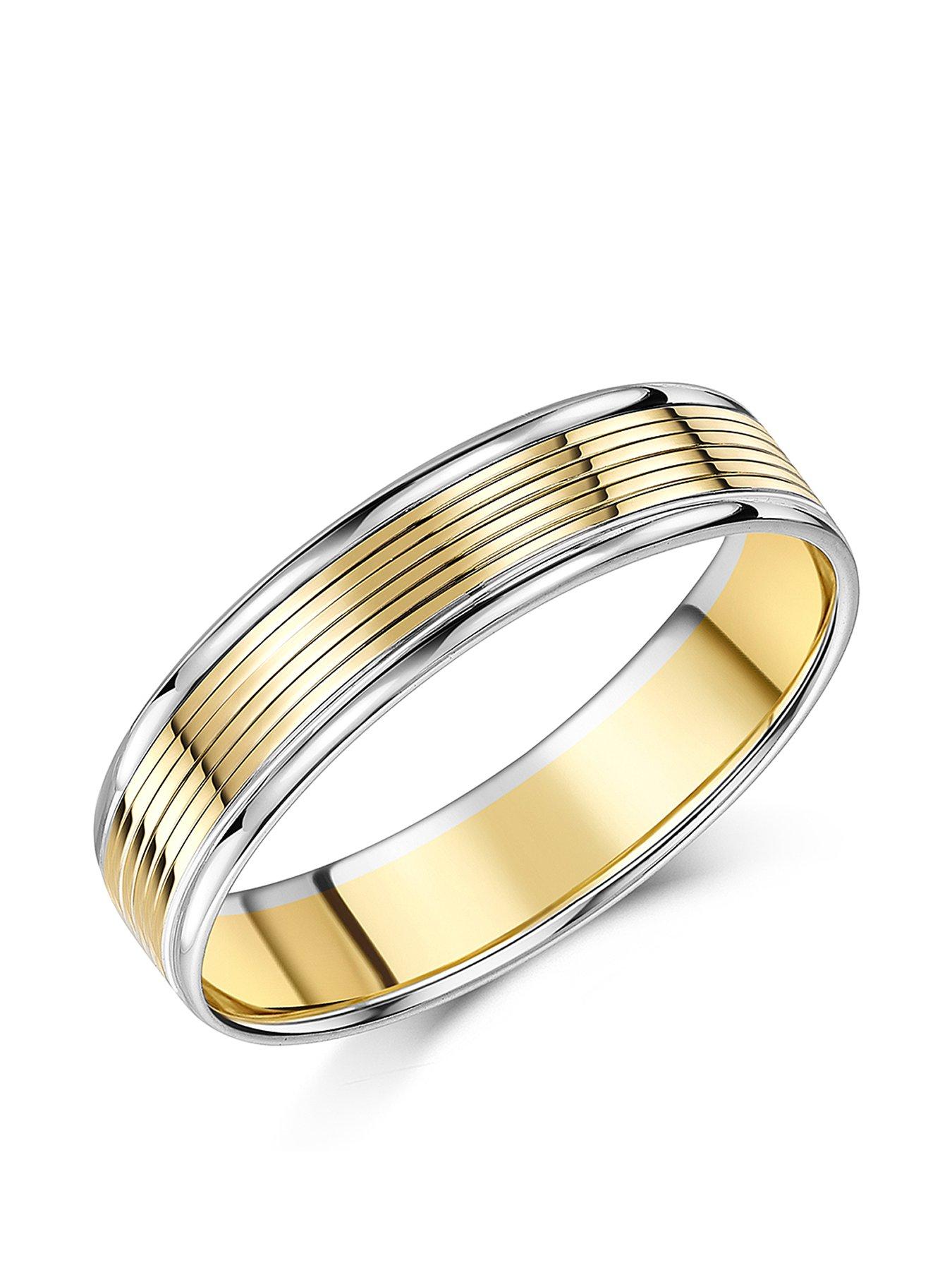the-love-collection-two-colour-patterned-wedding-ring