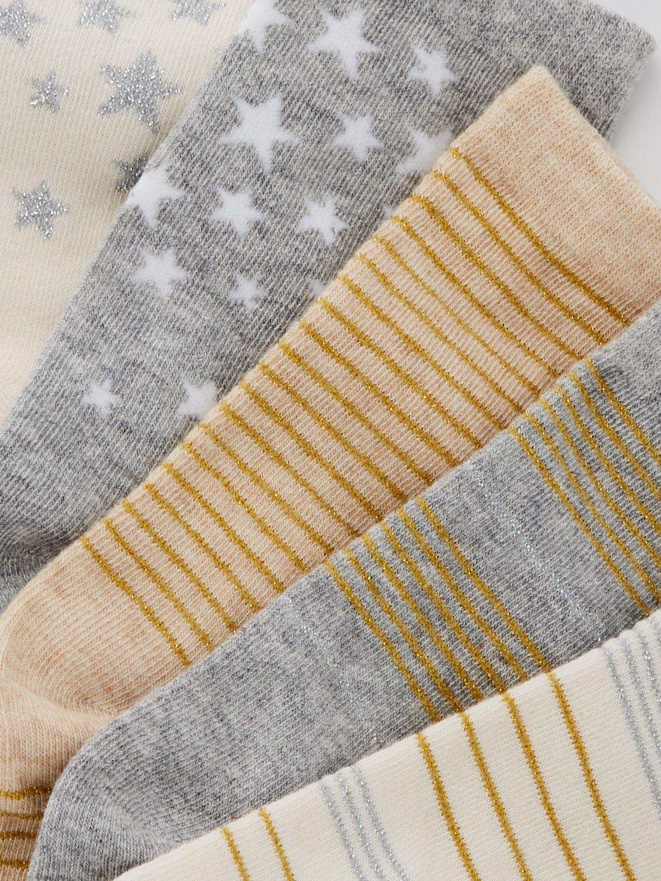  image of everyday-5pk-printed-lurex-ankle-socks-multi