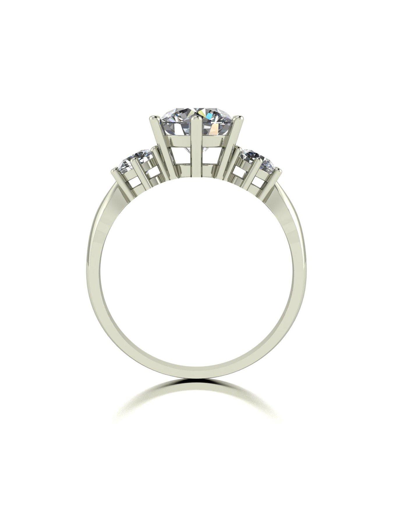 Image 3 of 6 of Moissanite 9ct White Gold 1.75ct total 3 Stone Moissanite Solitaire Ring