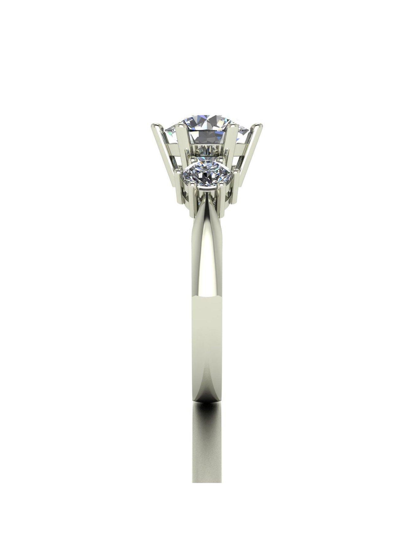 Image 4 of 6 of Moissanite 9ct White Gold 1.75ct total 3 Stone Moissanite Solitaire Ring