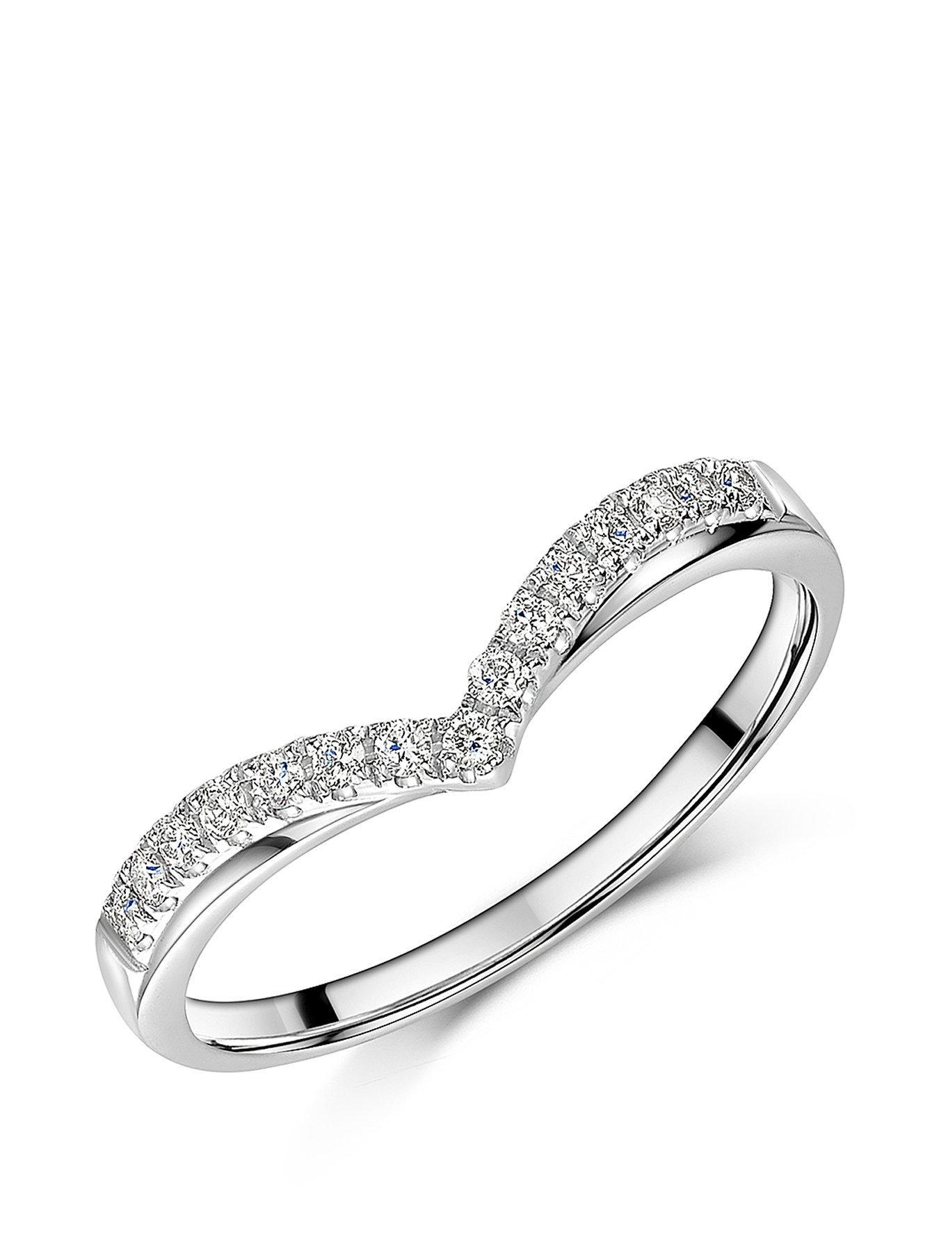 undefined 9ct White Gold Diamond Wishbone Ring