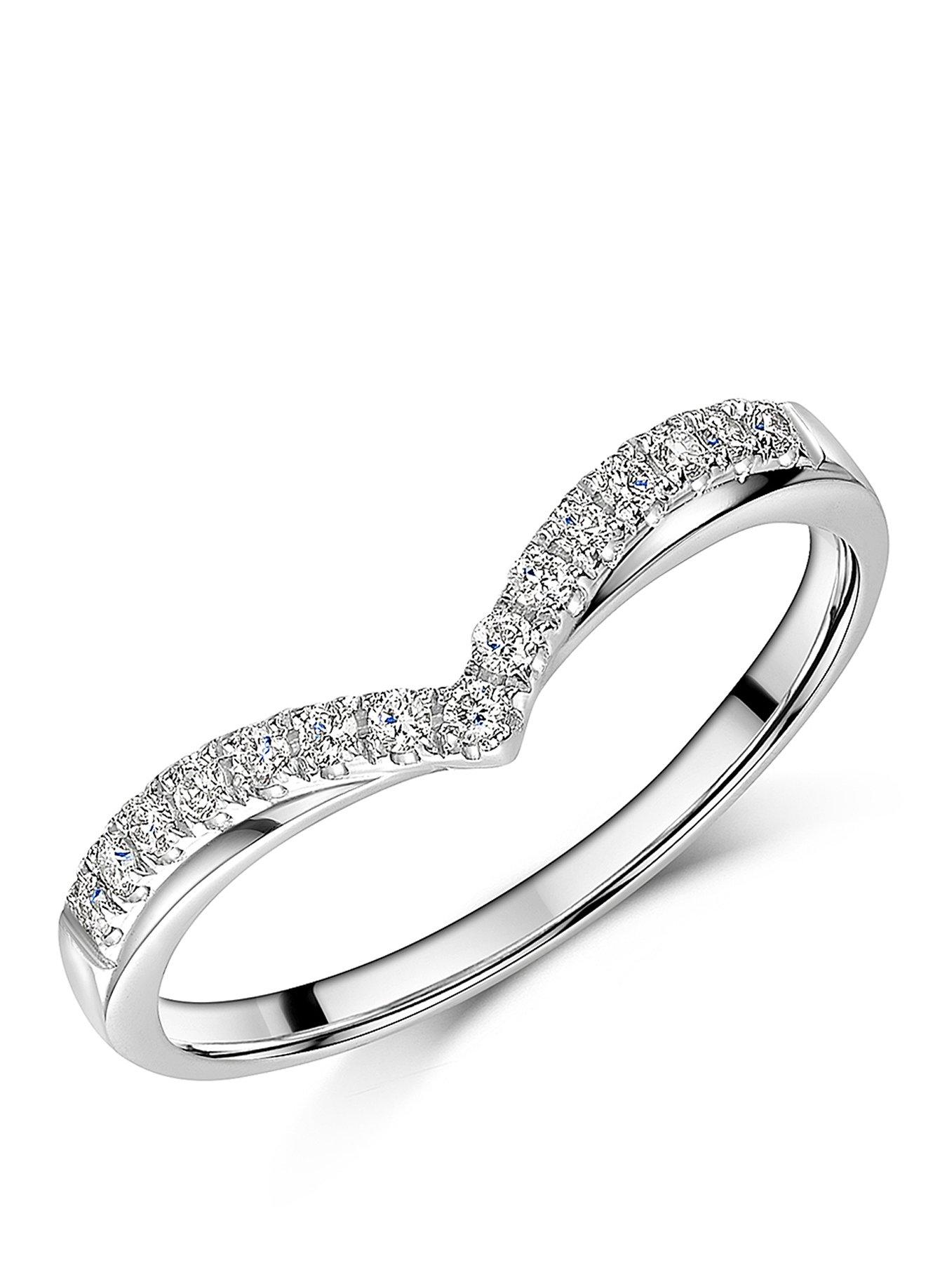 The Love Collection 9ct White Gold Diamond Wishbone Ring