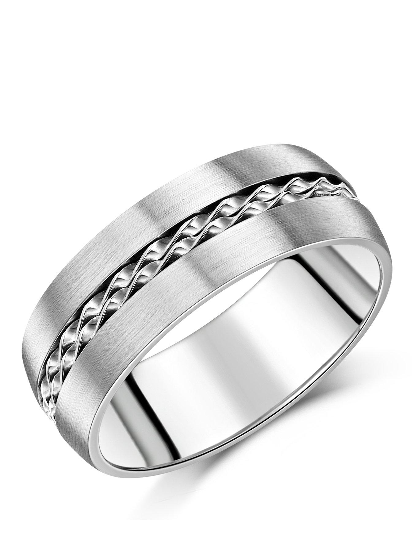 The Love Collection 8mm Silver Inlay Titanium Ring