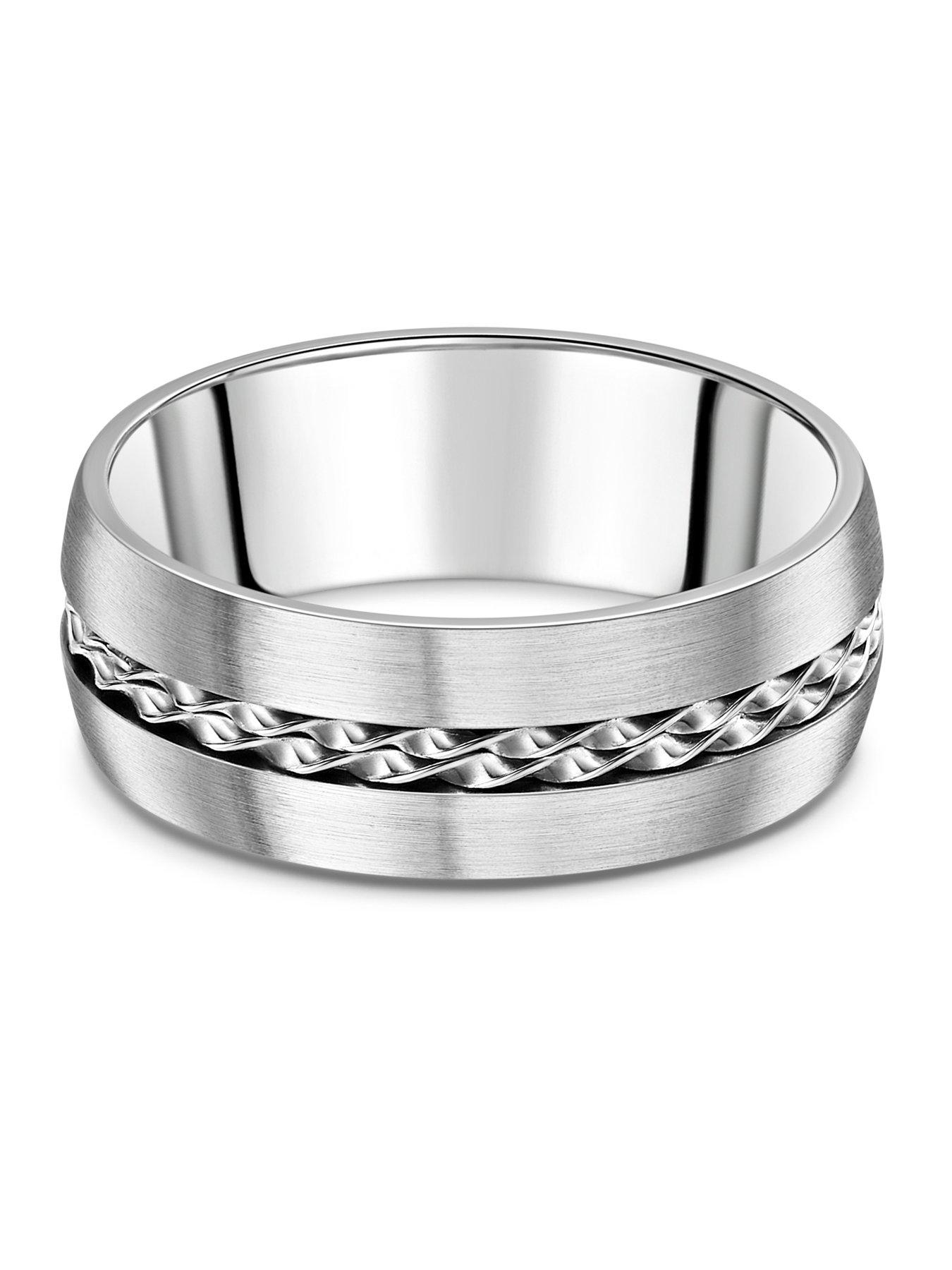  image of the-love-collection-8mm-silver-inlay-titanium-ring