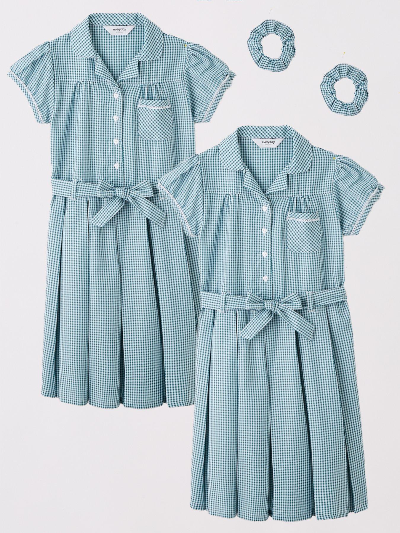 everyday-girls-2-pack-water-repellent-gingham-school-summer-dress-green