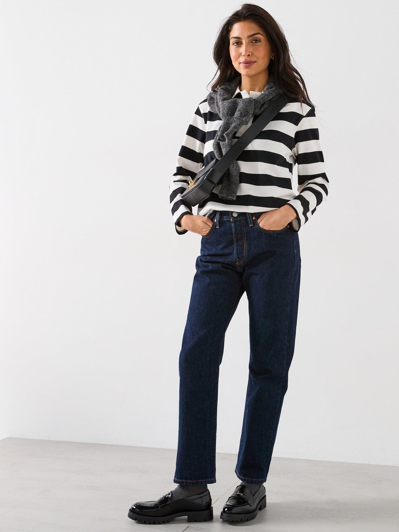  image of v-by-very-stripe-long-sleeve-polo-top-black