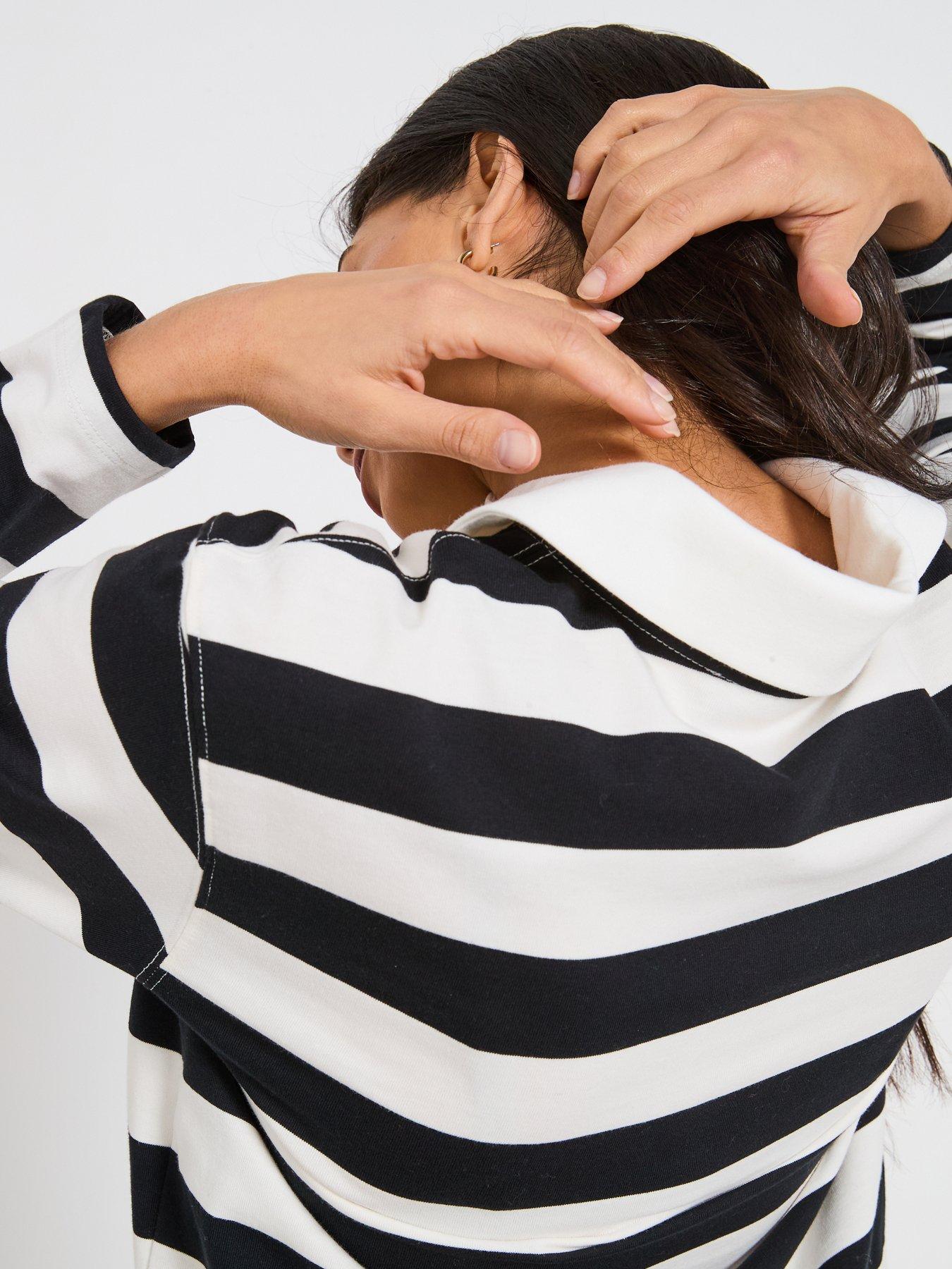  image of v-by-very-stripe-long-sleeve-polo-top-black