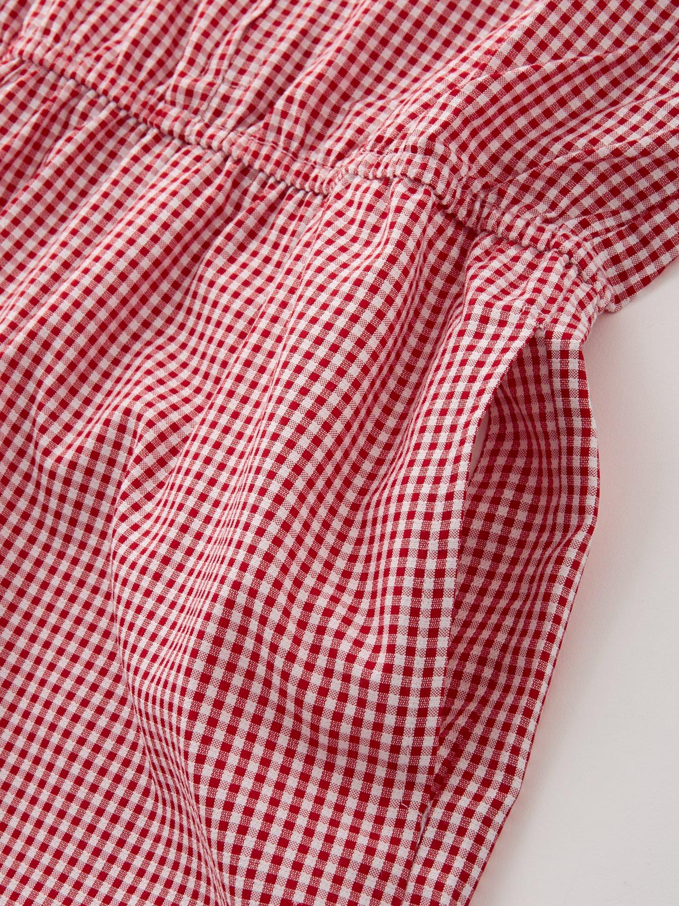  image of v-by-very-girls-gingham-playsuit-red