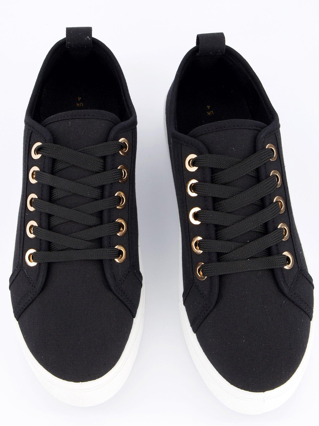  image of everyday-standard-canvas-lace-up-platform-trainer-blackwhite
