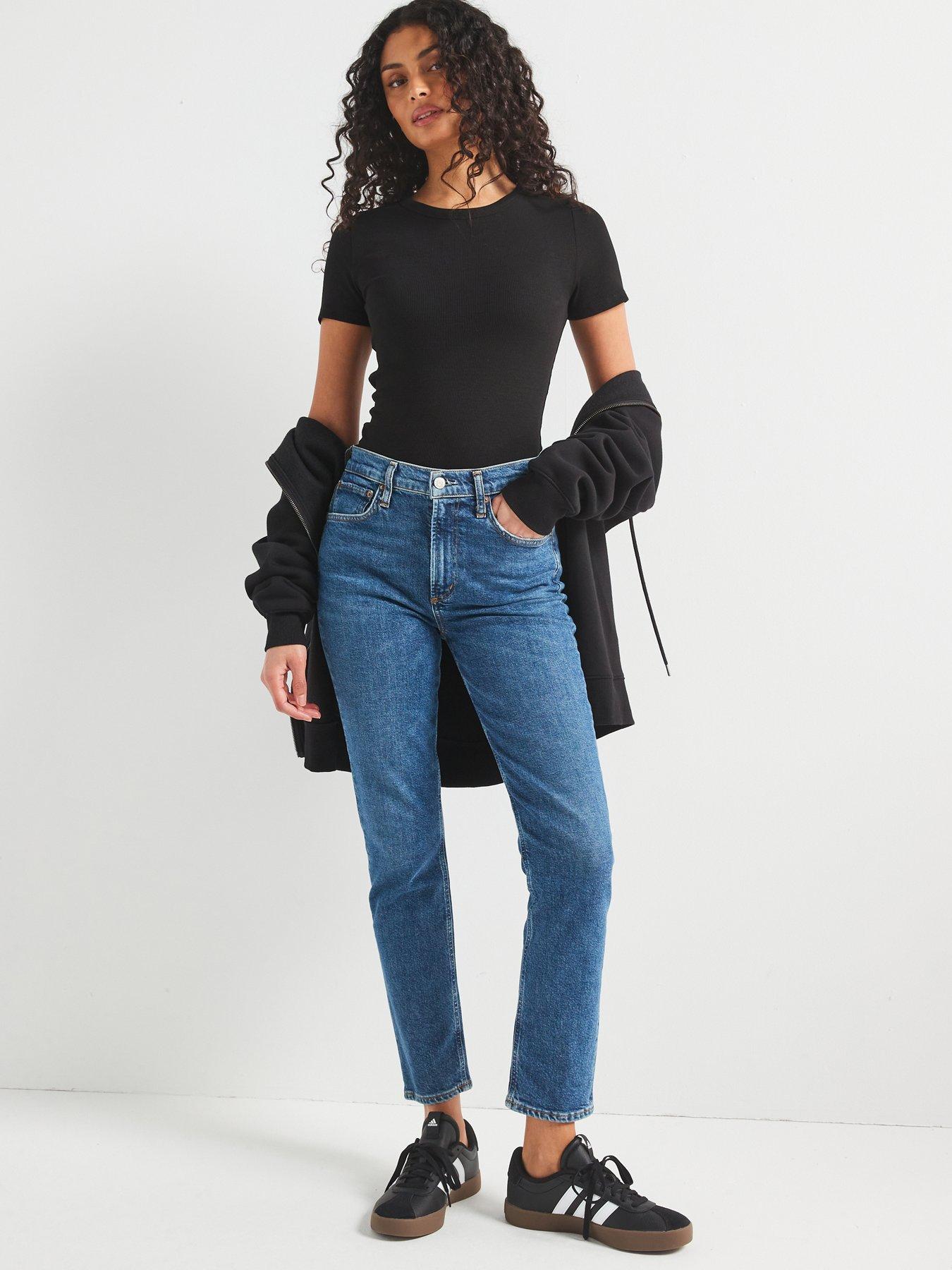  image of the-very-collection-short-sleeve-rib-crewe-tee-black