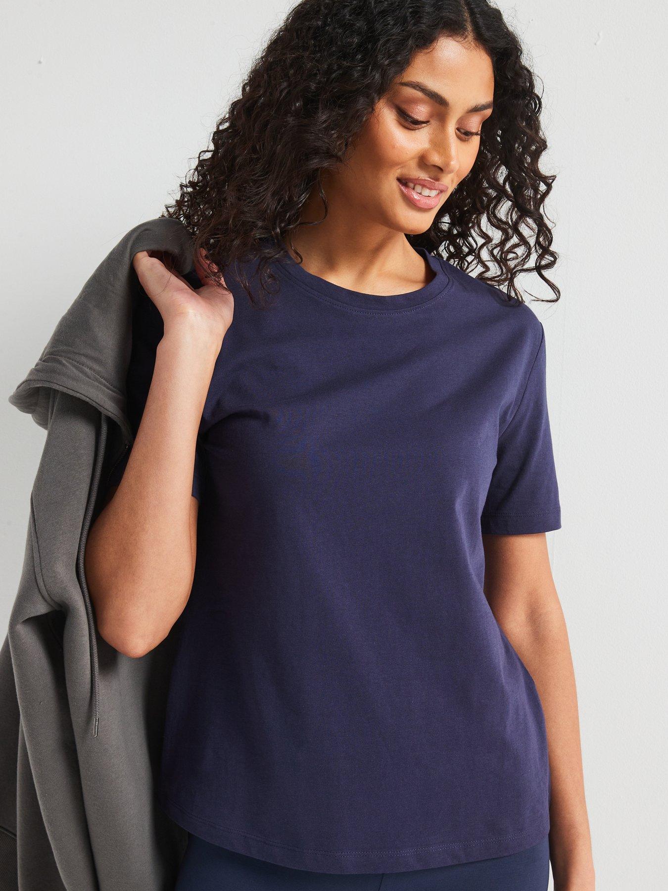  image of v-by-very-the-essential-crew-neck-t-shirt-navy