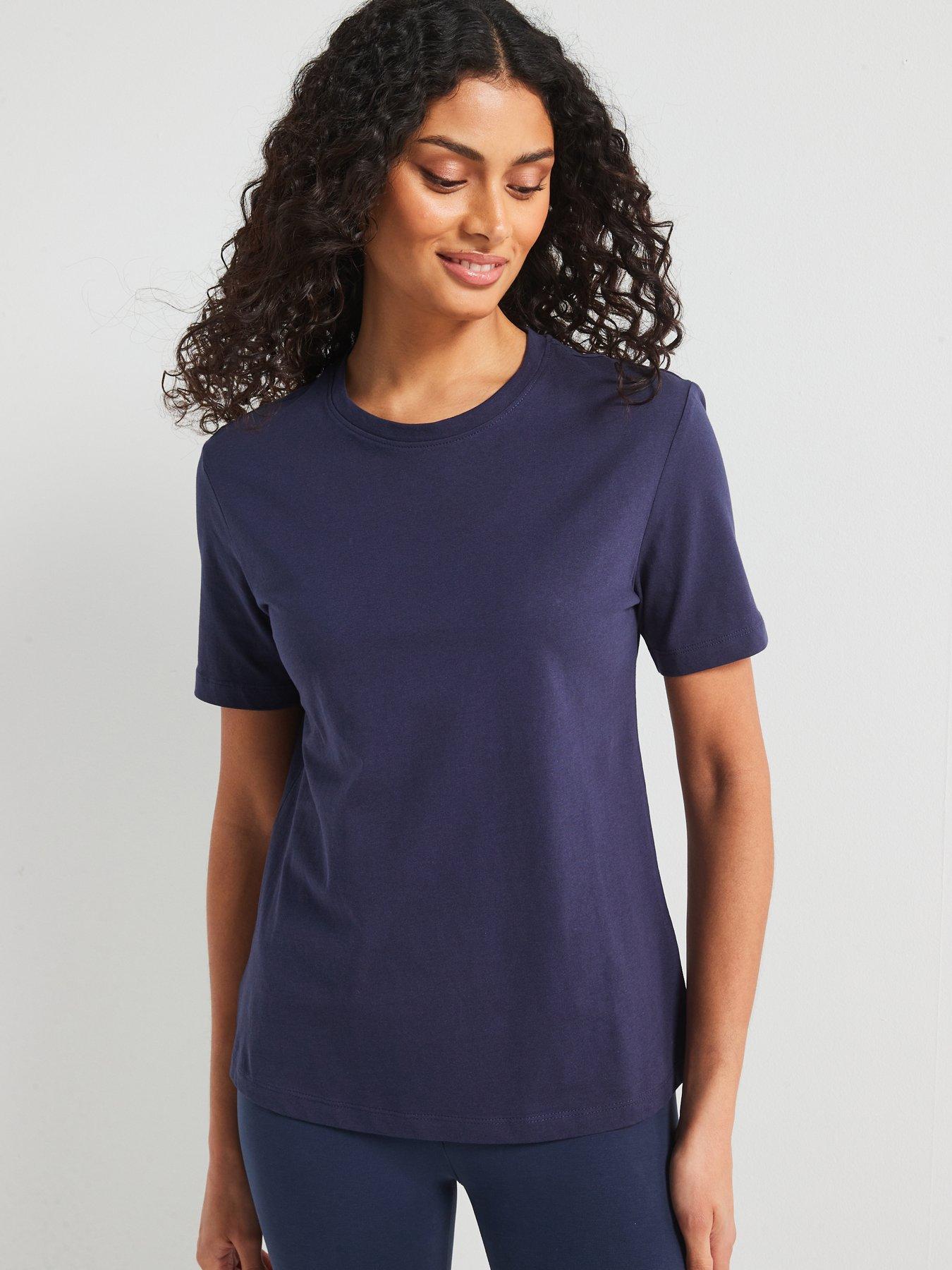  image of v-by-very-the-essential-crew-neck-t-shirt-navy