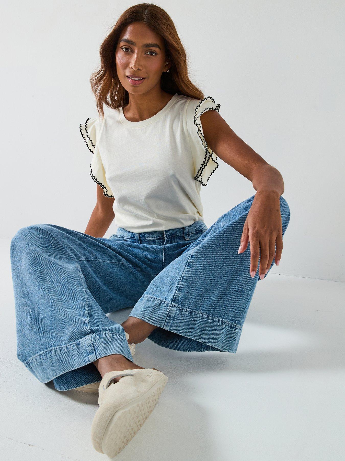  image of v-by-very-frill-detailed-shoulder-cream