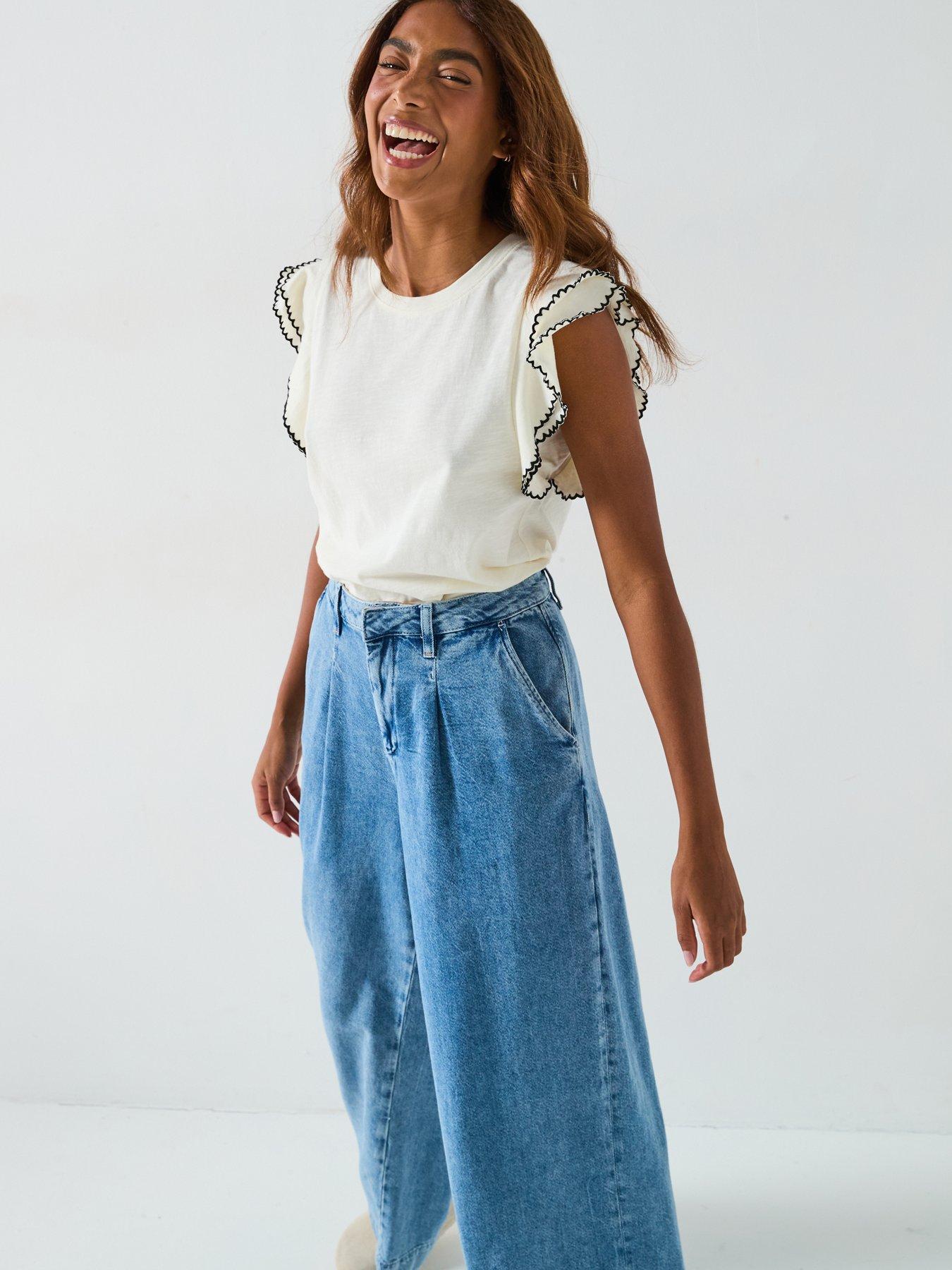 image of v-by-very-frill-detailed-shoulder-cream